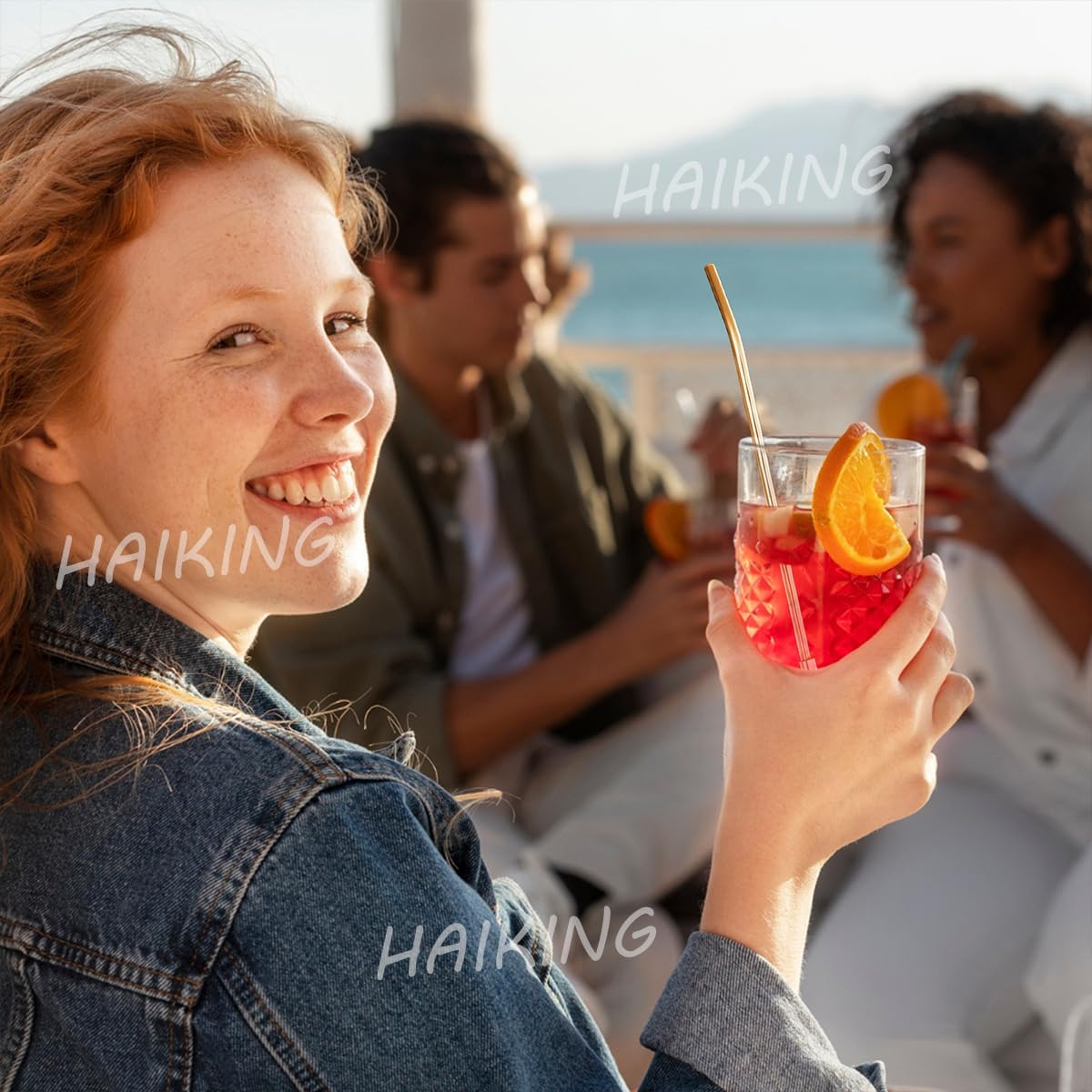 HAIKING Reusable Drinking Spoon Straws, 8 PCS Stainless Steel Spoon Straws with 2 Brushes for Coffee, Smoothie, Milkshake, Ice Cream (4 Colors) image number 1