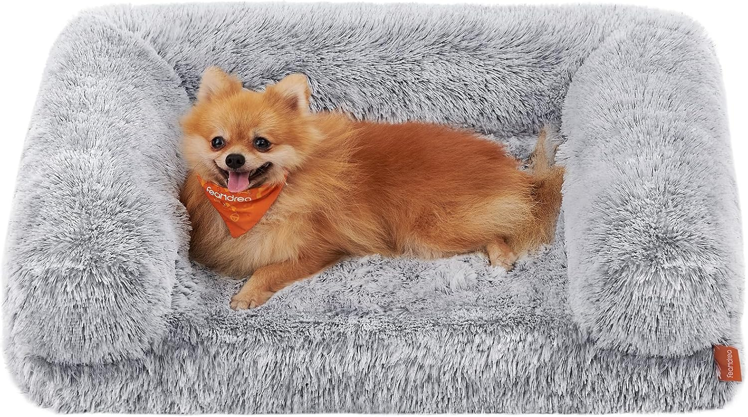 Feandrea Fluffyhug PGW231G01V1 Medium Dog Bed, Dog Mat for Miniature Dogs, Small Dogs, Dog Sofa Convoluted Foam, Removable and Washable Cover, 76 X 58 X 19 Cm, Ombre Grey image number 6