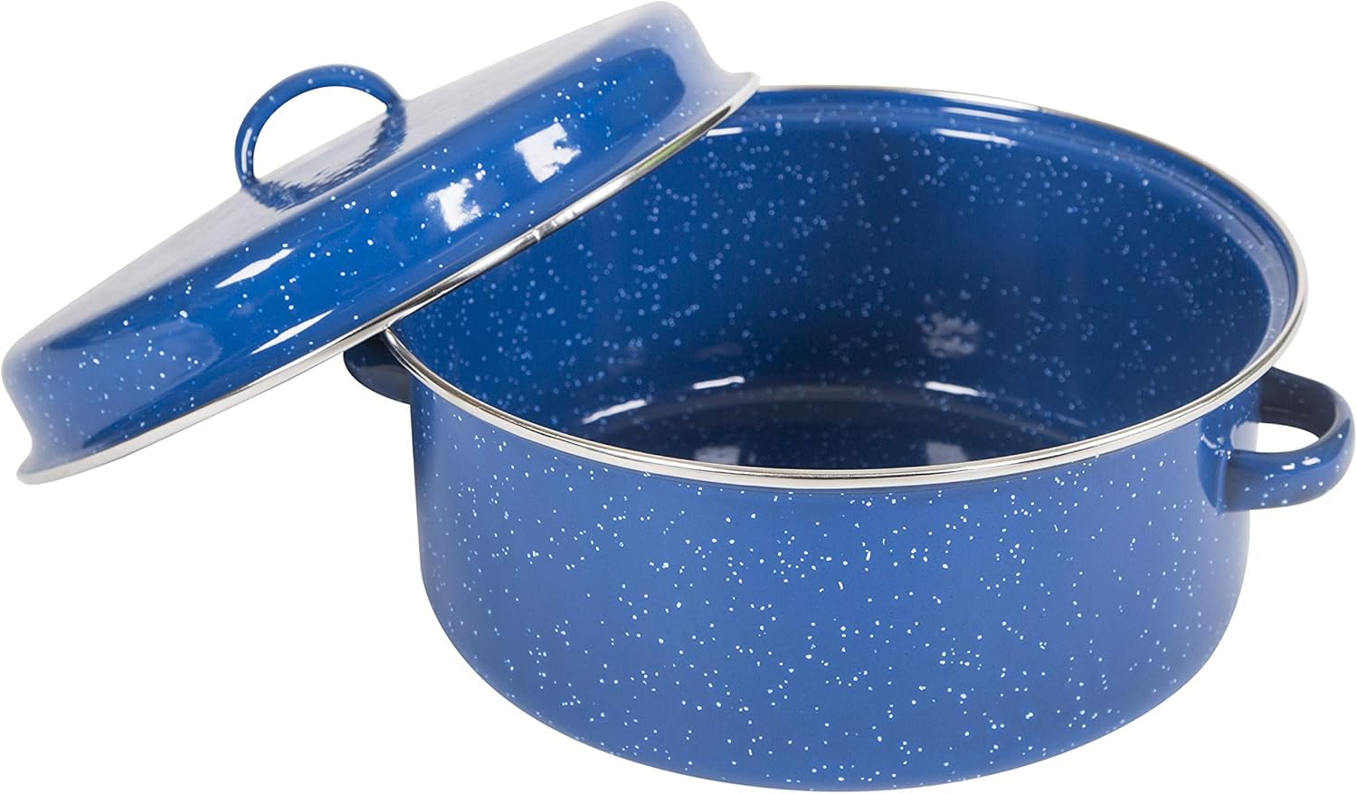 Stansport Enamel Cook Pot with Lid, 5 Quart, Blue/White image number 6