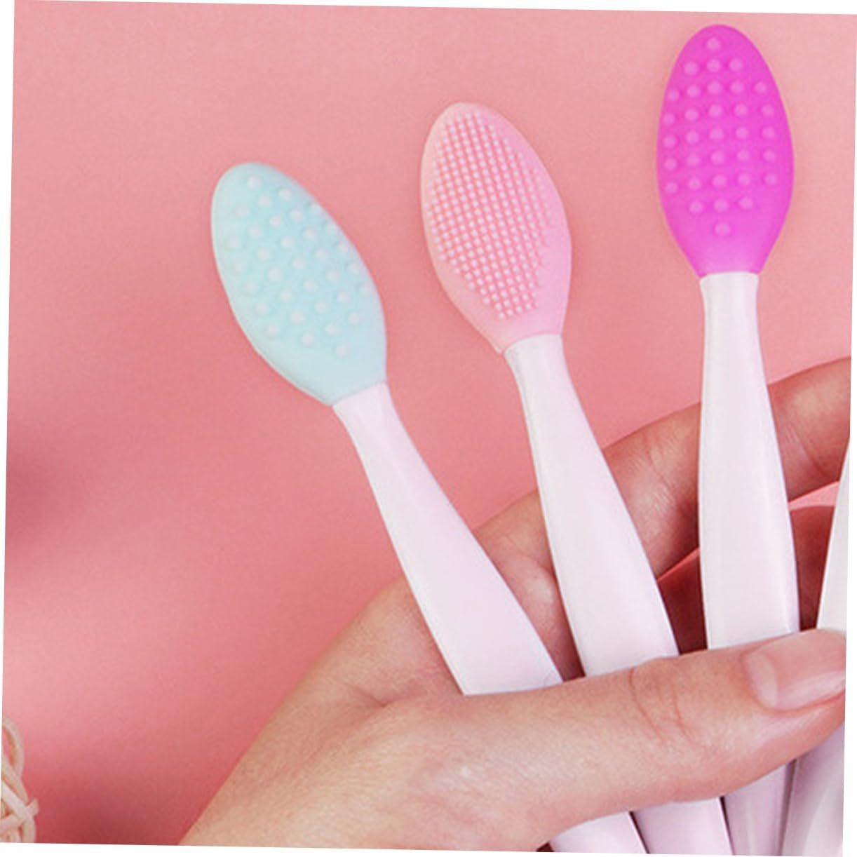 LOORGVEL 5Pcs Double Sided Silicone Lip Scrub Brush Exfoliating Lip Scrubber Tool for Smooth Lips
