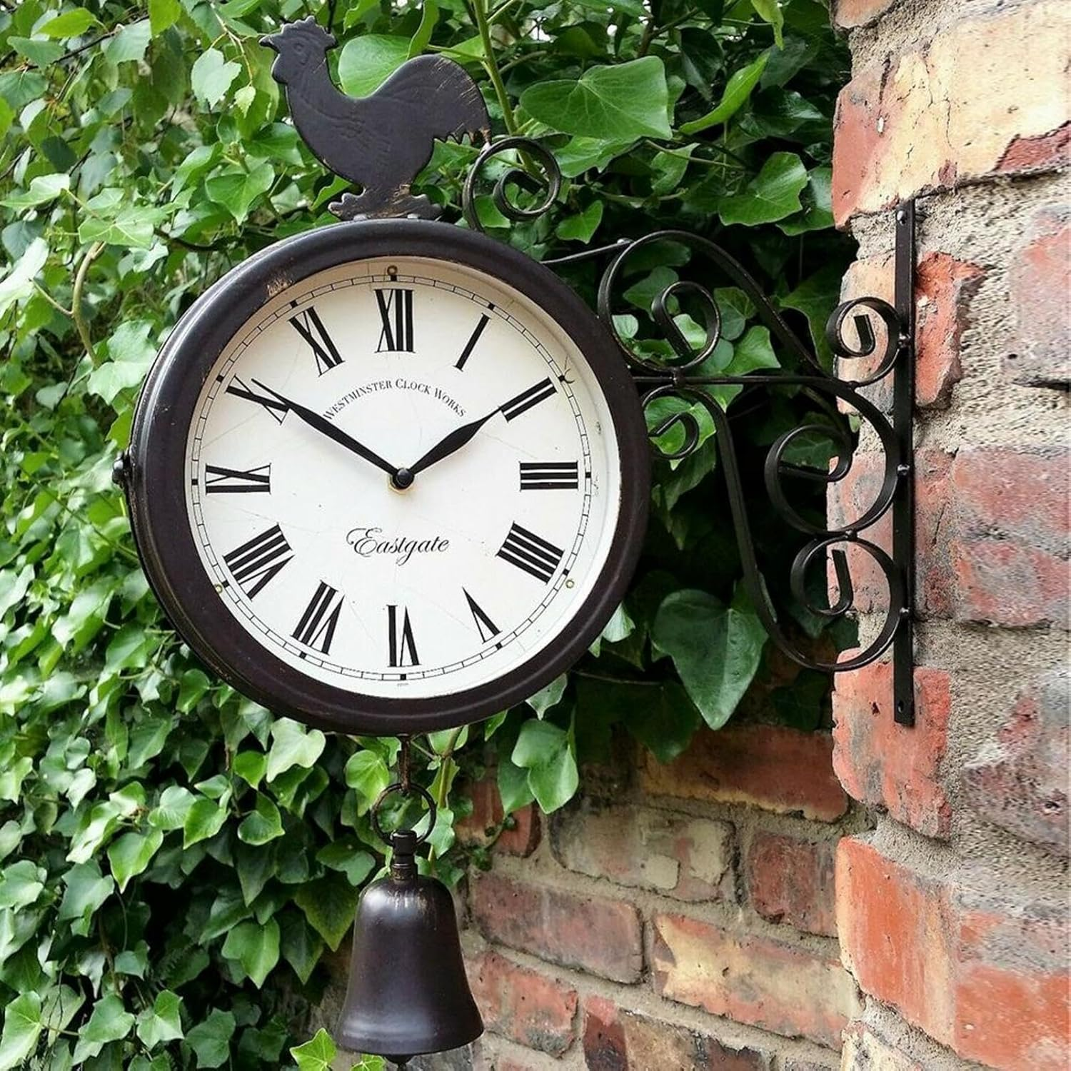 Dual-Sided Wall Clock | Double-Faced Wall Clock | Two-Sided Wall Clock, Clock Digital Wall Clock Two Sided Wall Clock Roman Numeral Wall Clock Decorative Clock Mute White Iron image number 2