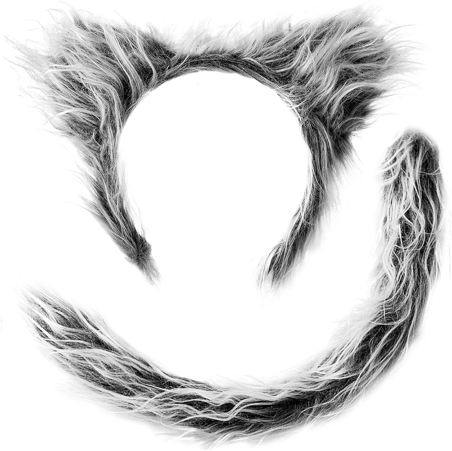 Gray Wolf Costume with Ears and Tail Set for Halloween Adult Kids Furry Costume Wolf Costume for Girls Fox Ears Headband Animal Theme Party Birthday Outfit Cosplay Wolf Cat Costume