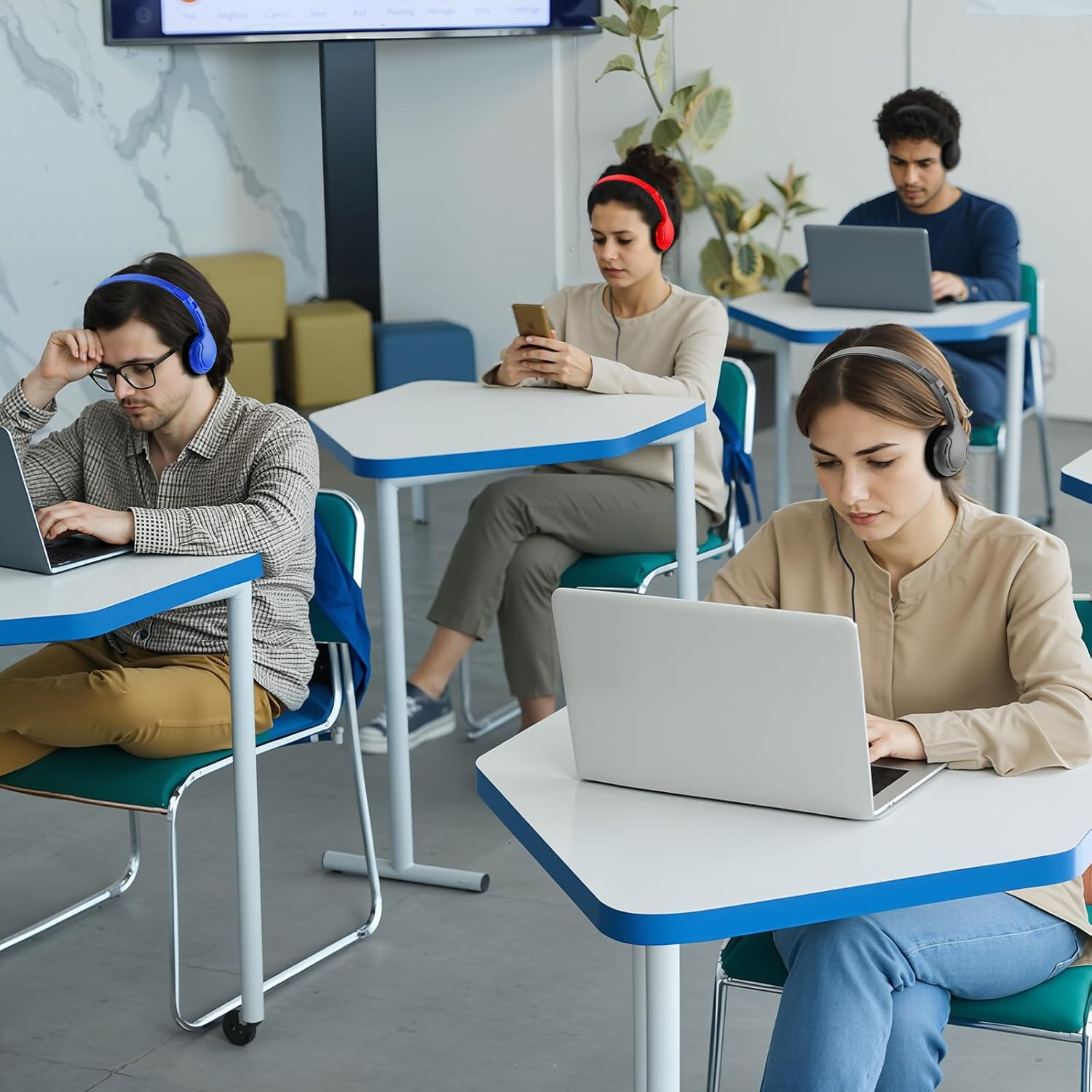 Yunsailing 30 Pack Class Set Headphones for Kids Students Bulk School Classroom Headphones over Head Earphones on Ear Earbuds Adjustable with 3.5 Mm Jack for Child Children Adults (Retro Colors) image number 4