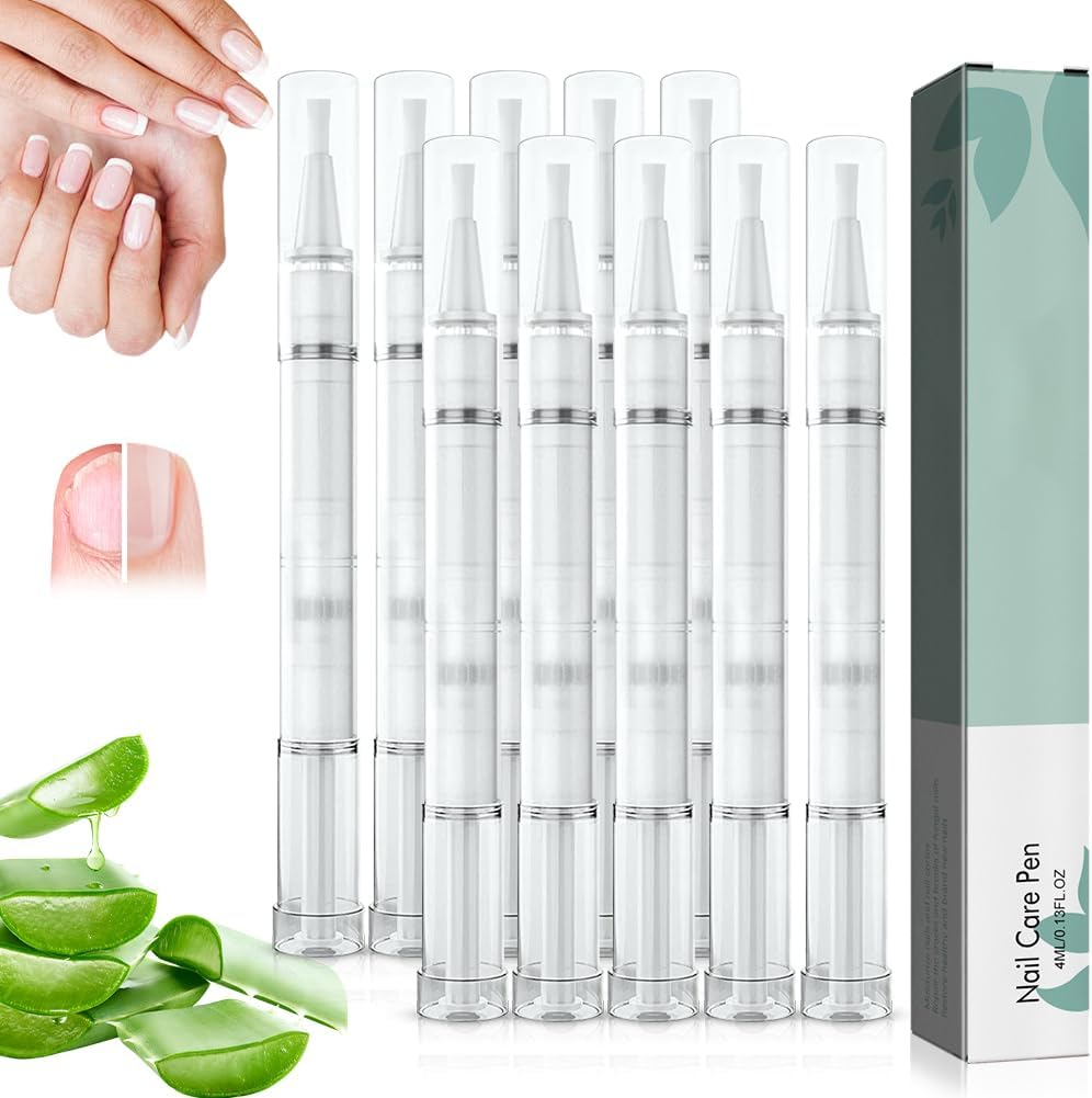 Nail Care Pen, Pack of 10 Nail Care Pen, Nail Care Pen with Tea Tree Oil, Aloe Vera & Vitamin E, for Nourished Fingernails & Toenails