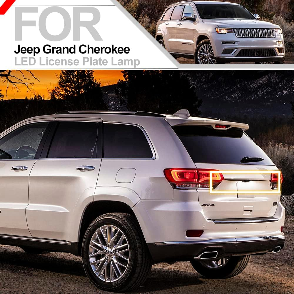 Nsautolighting 2Pcs LED License Plate Light Lamp Assembly for Jeep Grand Cherokee 2014-2020 Compass Patriot 2014 2015 2016 2017 Super Bright 6000K Xenon White Rear Tag Light Assembly image number 3