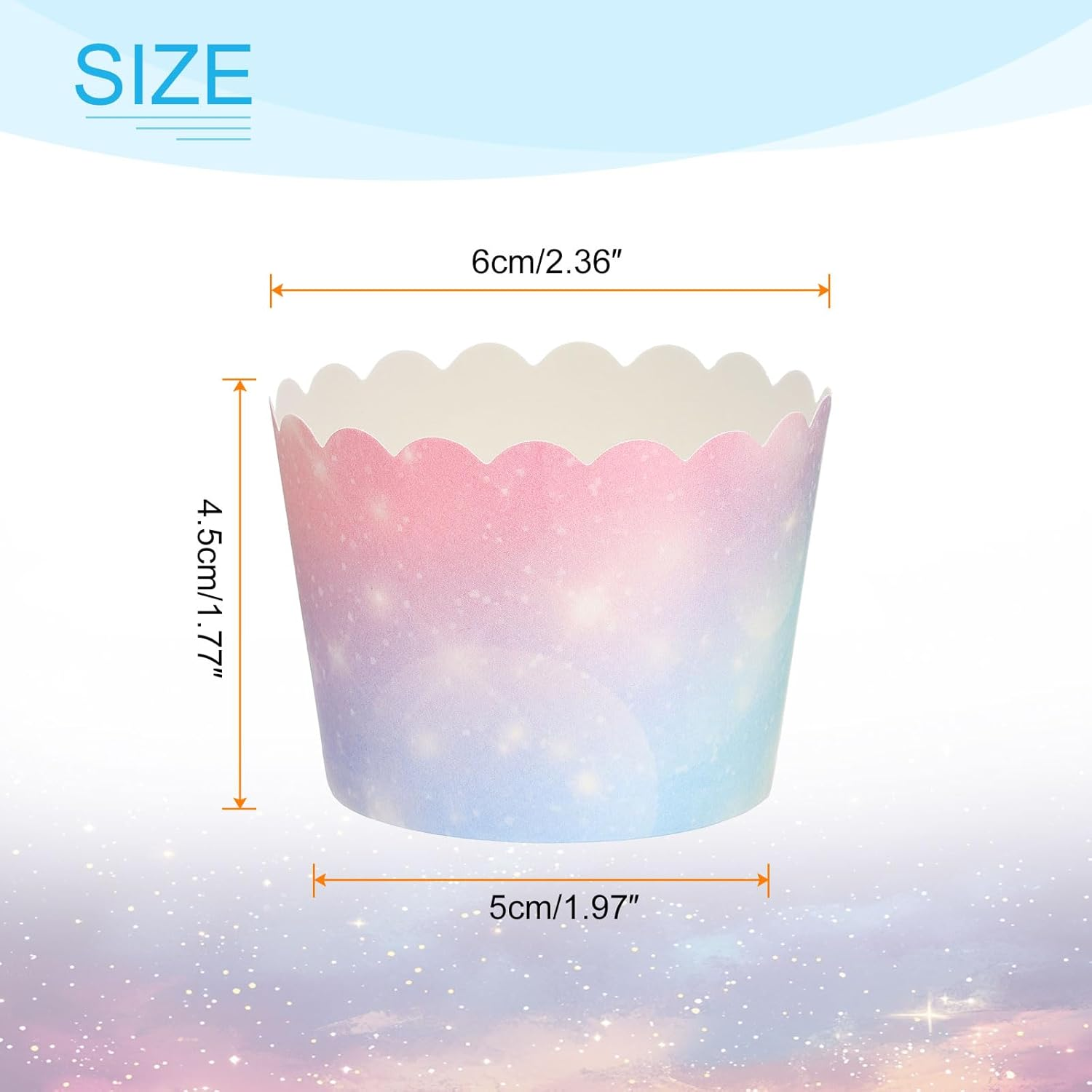 HARFINGTON 100Pcs Paper Baking Cups Small Greaseproof Disposable Bulk Cupcake Muffins Liners Cases Wrappers for Wedding Birthday Graduation, Gradient Pink Blue image number 5