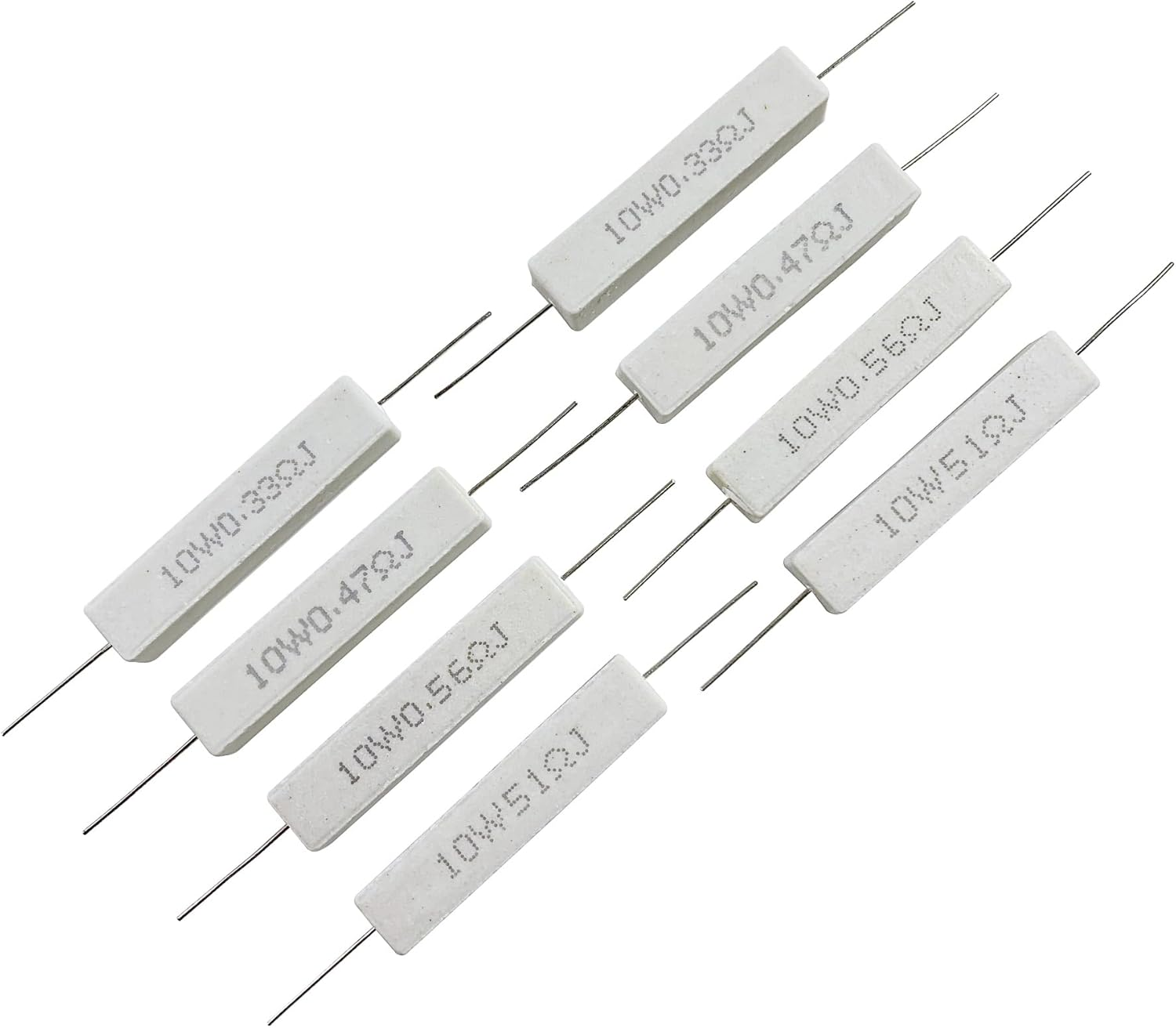 MOKMMKIT 25 Values 50 Pieces Ceramic Cement Resistor KIT 10W Resistance 10 Watt &plusmn;5% Power Resistors (0.05 Ohm - 100 Ohm)