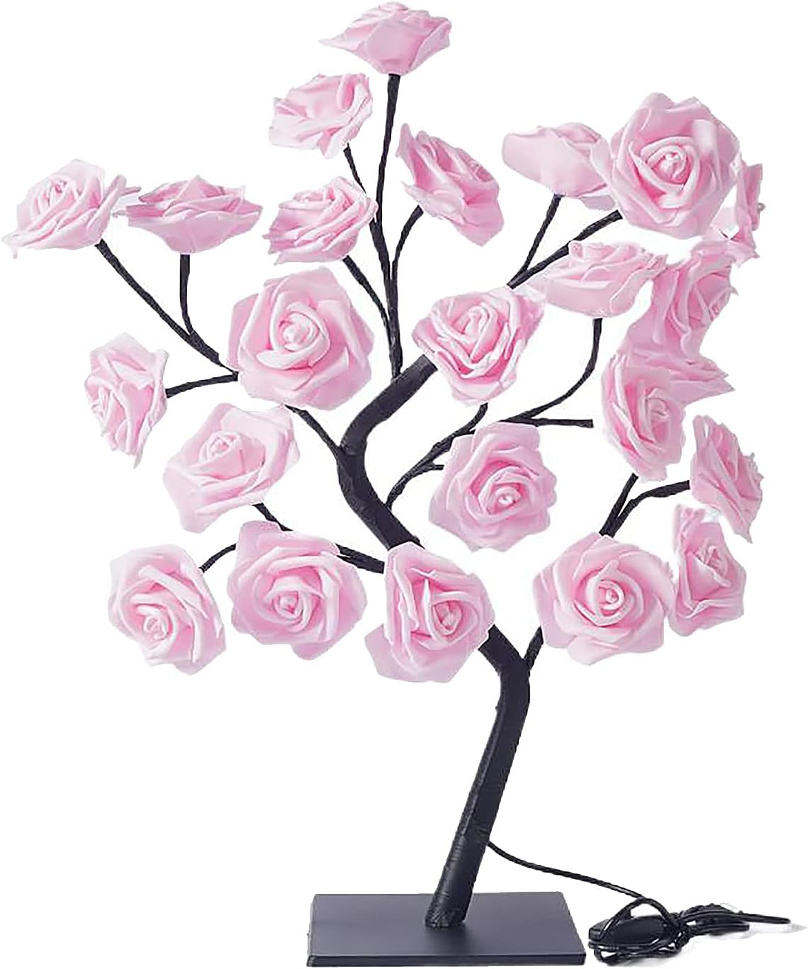 Rose Tree Lamp,Flower Lamp Tabletop Bonsai Tree Light,Fairy Tree Light Lamp,Rose Flower Tree Lamp with 24 Warm White LED Lights,Usb Powered for Mom Girls Home Bedroom Decor (Pink)