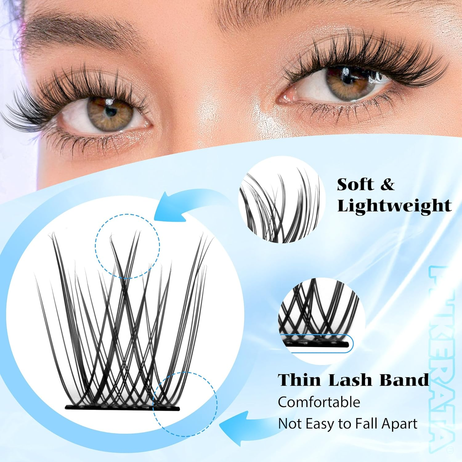 PHKERATA Natural Eyelash Clusters Wispy Clusters 110 Pieces Eyelash Extensions Cluster C Curl Individual Lashes 10-16Mm Mix Length Natural Look Lashes Clusters with Thin Band for Eyelashes Assorted image number 3