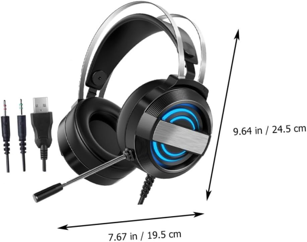 Homoyoyo Wired Over-Ear Gaming Headset with Microphone for PC Players, Stereo Sound, USB Connection, Comfortable Head-Mounted Design, Black Standard Version for Home and Professional