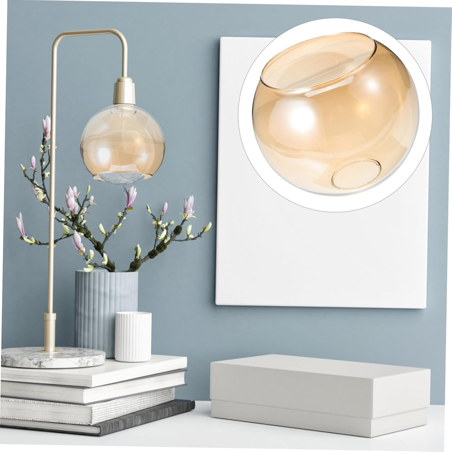 DOITOOL Amber Glass Pendant Lamp Shade Double Opening Globe Cover 150Mm Diameter 42-45Mm Fitting for Modern Hanging and Fixtures image number 1