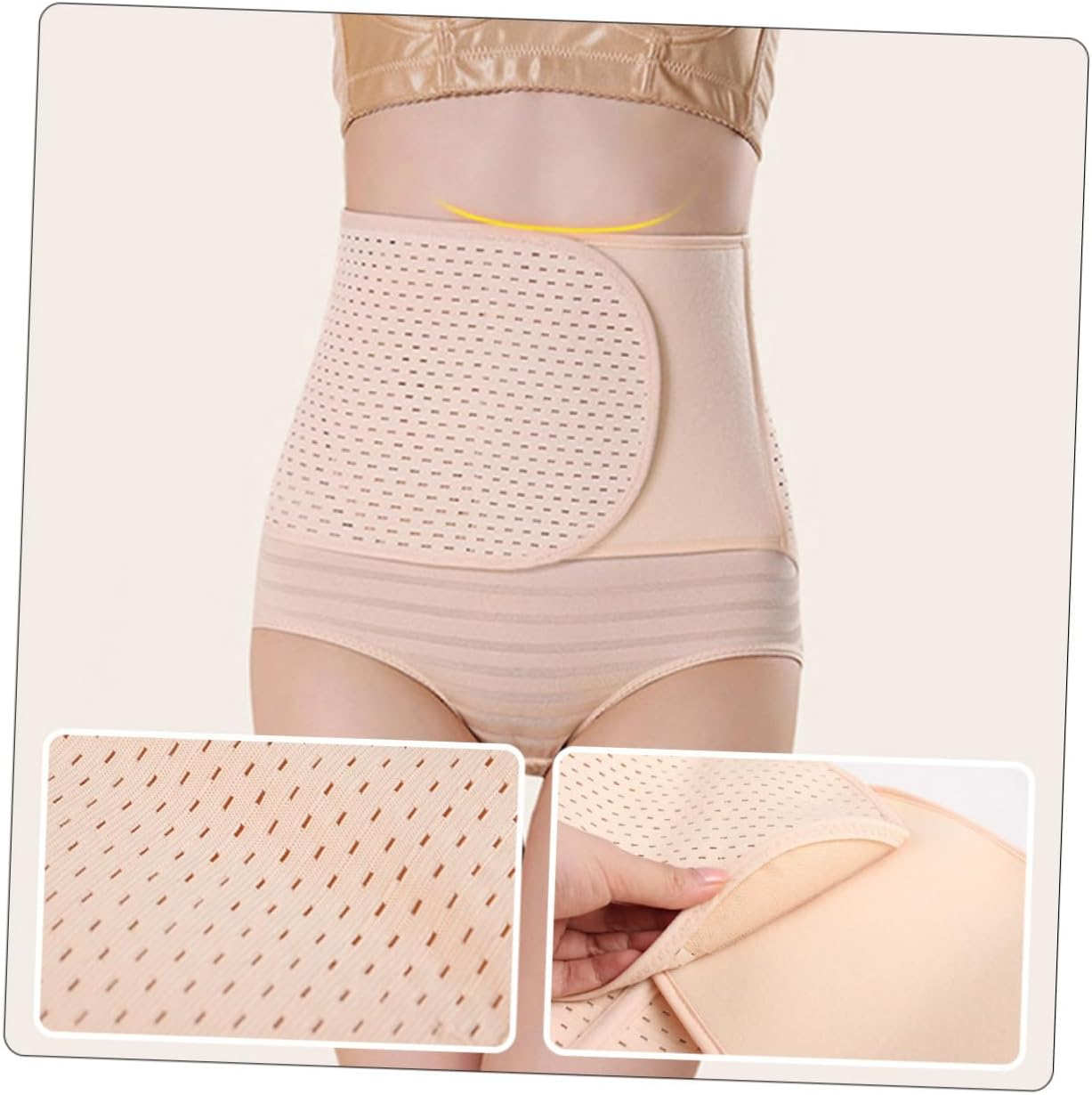 2Pcs Professional Postpartum Maternity Belly Bands Beige Lightweight Abdominal Binders for Waist Support Pelvic and Post Surgery Stability for Mothers image number 1