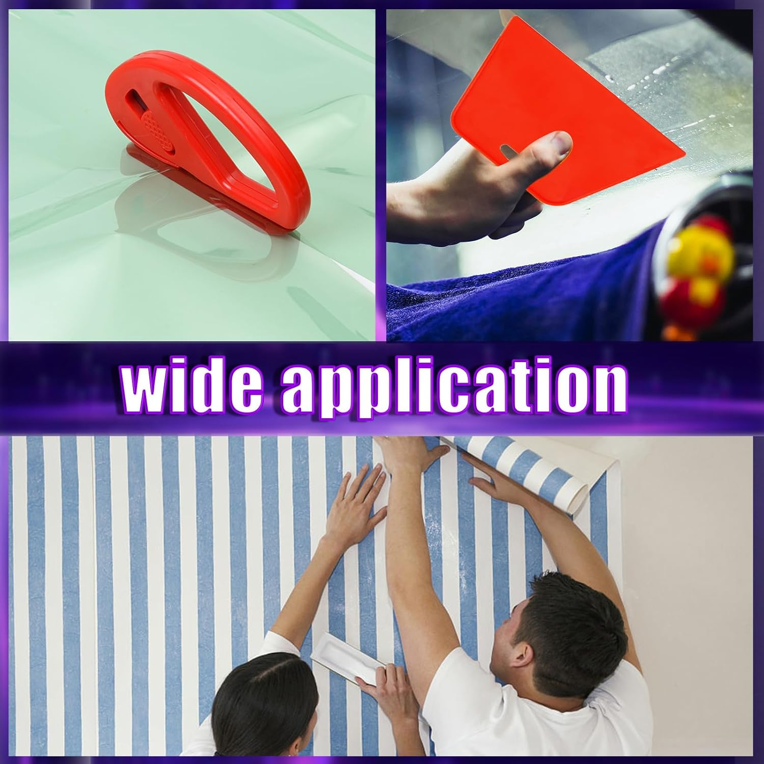 Swpeet 10Pcs Wallpaper Smoothing Tool Assorments Kit, Vinyl Wrap Cutting Tool, Squeegee Scraper, Craft Knife with Blades, 500ML Spray Bottle for Stick Wallpaper Car Wrap Vinyl Window Tint Glass Film image number 5