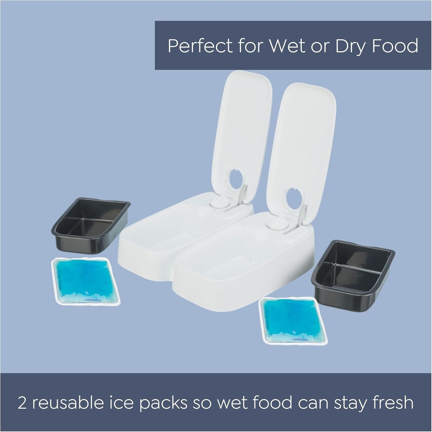 TRIXIE TX2 Automatic Food Dispenser, Dual Compartments, Dual Timer, 48 Hour Timer, Battery Operated, White image number 1