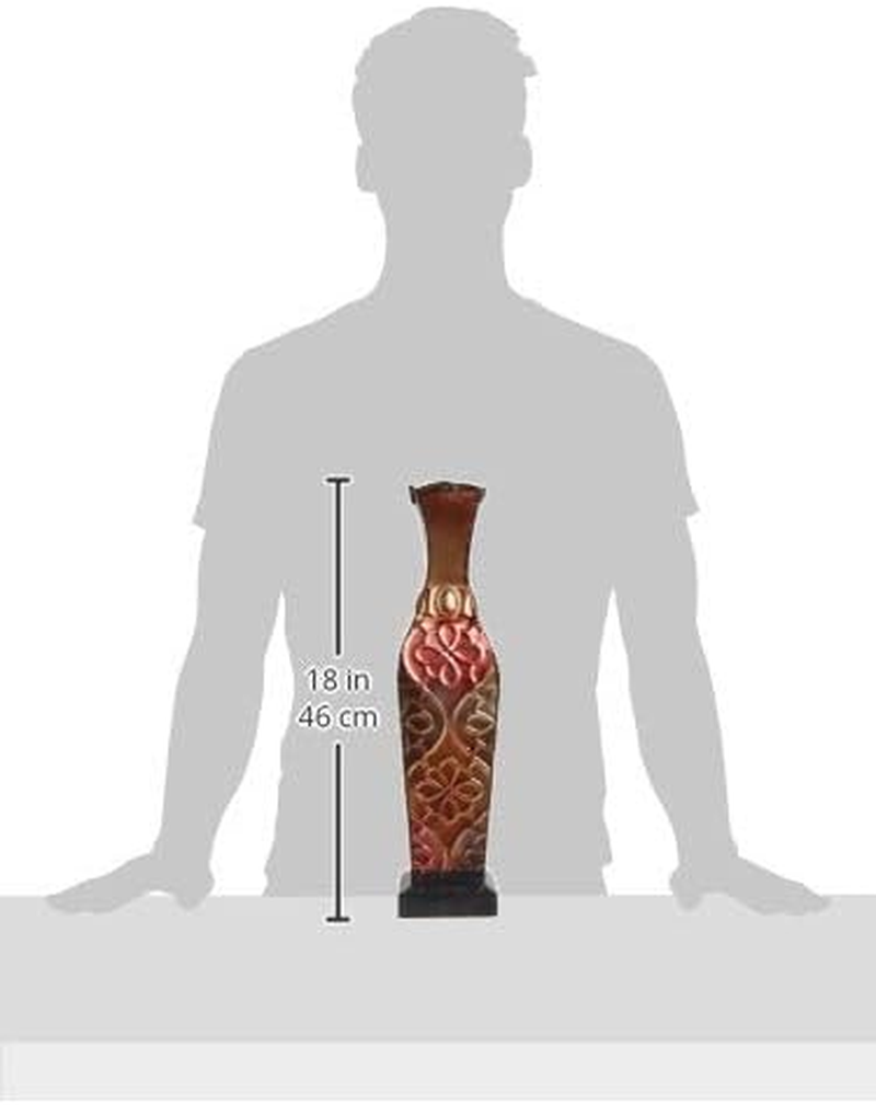 Elements Embossed Metal Floral Decorative Vase, 17-Inch image number 1