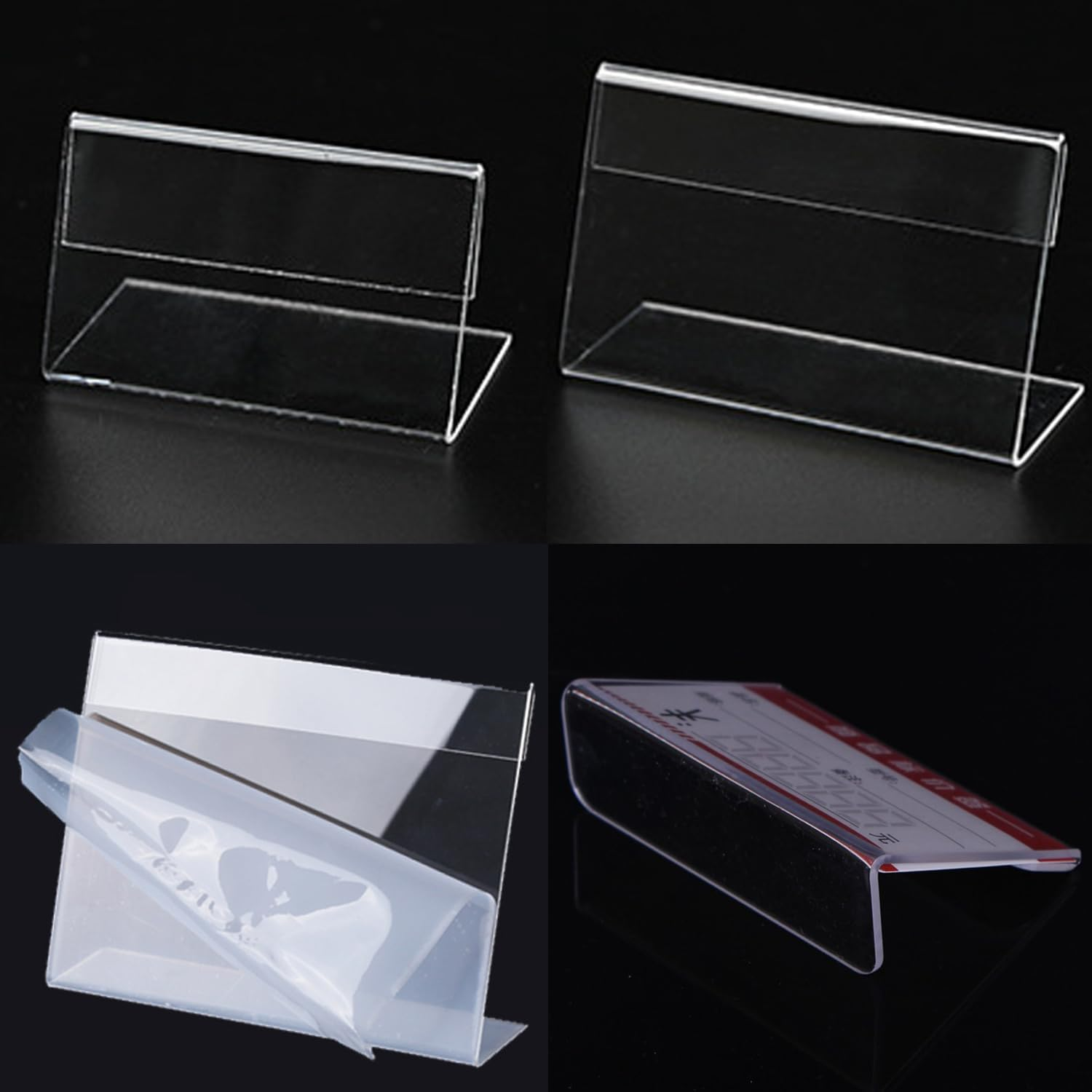 Paifeancodill Mini Sign Display Holder, 20 Pcs Acrylic Sign Holder, L Shape Sign Holders Acrylic Clear Sign Stand Card Holder for Price Card, Tag Name, Table Top, Counter, Store Label Display(9 X 6Cm) image number 6
