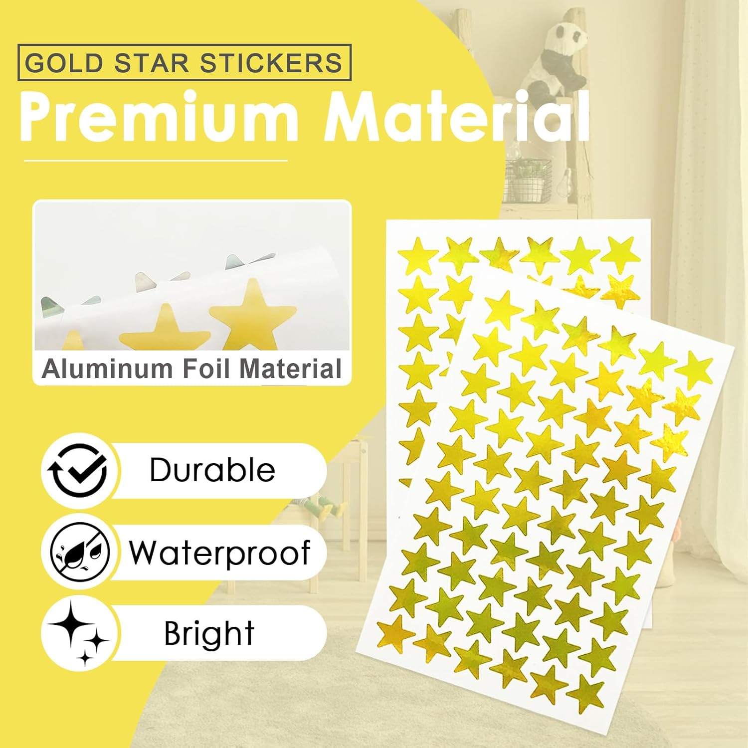 Tehttz 1800Pcs Gold Star Stickers, 30 Sheets Tiny Holographic Foil Stars Stickers for Reward, School Planner, DIY or Decoration, Classroom Teacher Supplies image number 5