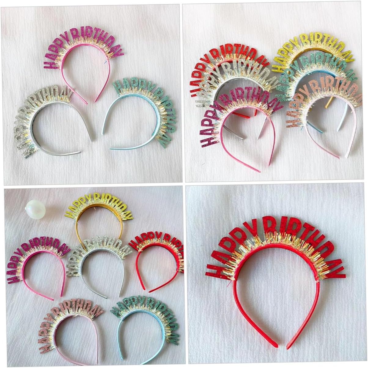 DECHOUS Birthday Party Headbands 6Pcs Glitter Hairbands Comfortable Headpiece for Boys and Celebration image number 1