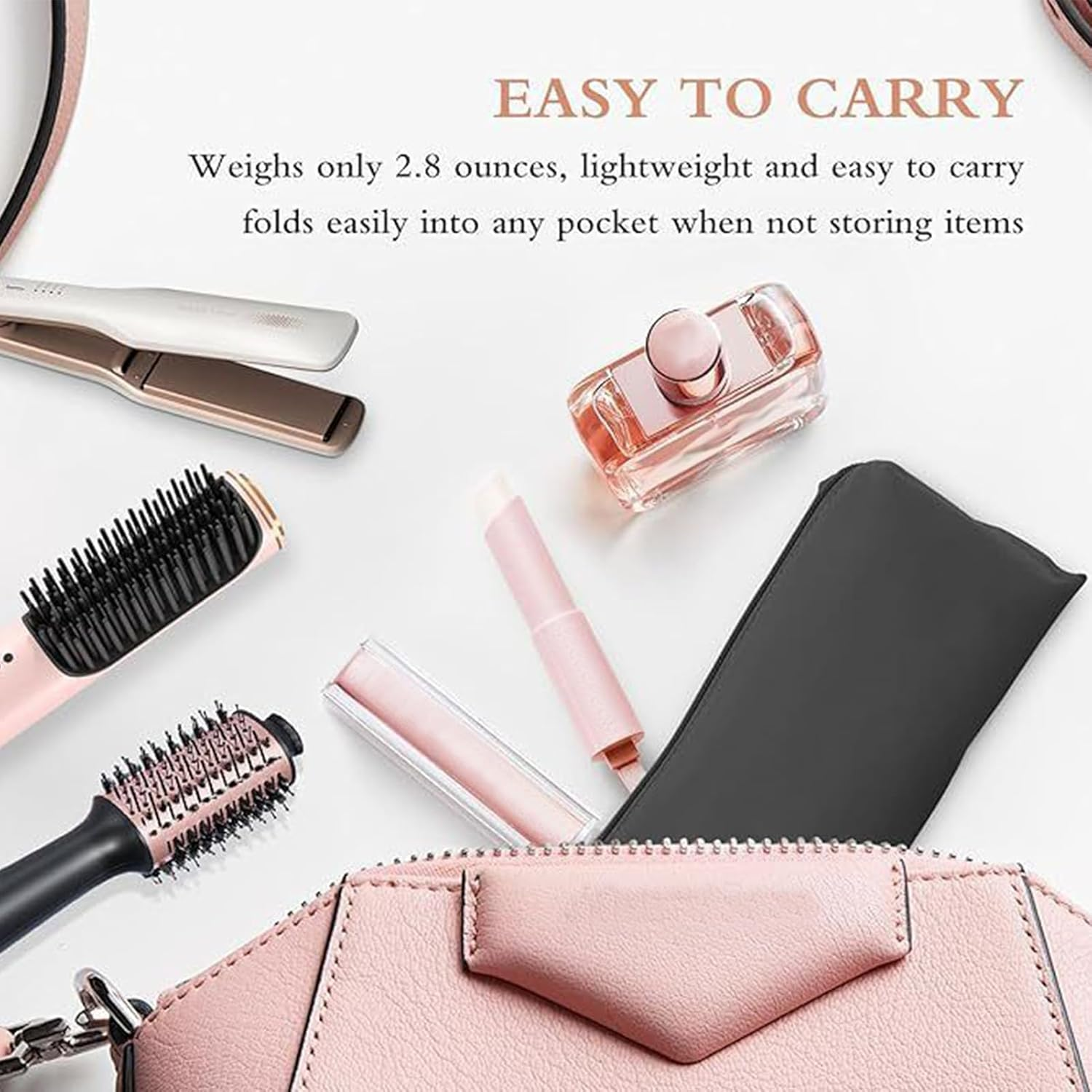 Heat Resistant Curling Iron Bag - Hair Styling Tools Organizer | Portable Storage for Curling Irons, Brushes Cosmetics, Gym Travel, Luggage Drawer & Home Dresser 3.15X3.35X17.72In