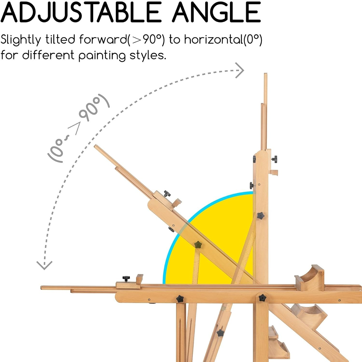 MEEDEN Extra Large Heavy-Duty H-Frame Studio Easel - Solid Beech Wooden Artist Professional Easel, Painting Art Easel Stand with 4 Premium Locking Silent Caster Wheels, Hold Max 82" image number 2