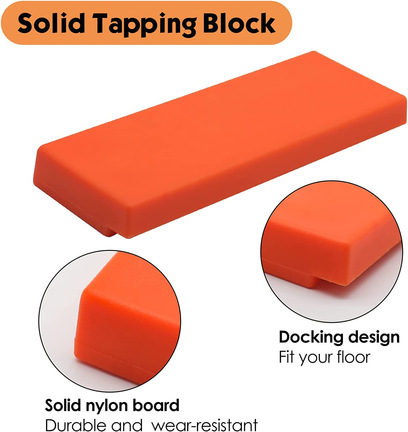 Laminate Wood Flooring Installation Kit Worthplanet 43Pcs Wood Flooring Installation Kit with 40 Spacers, Solid Tapping Block, Pull Bar and Double Headed Mallet for Floor Installation W370003 image number 4