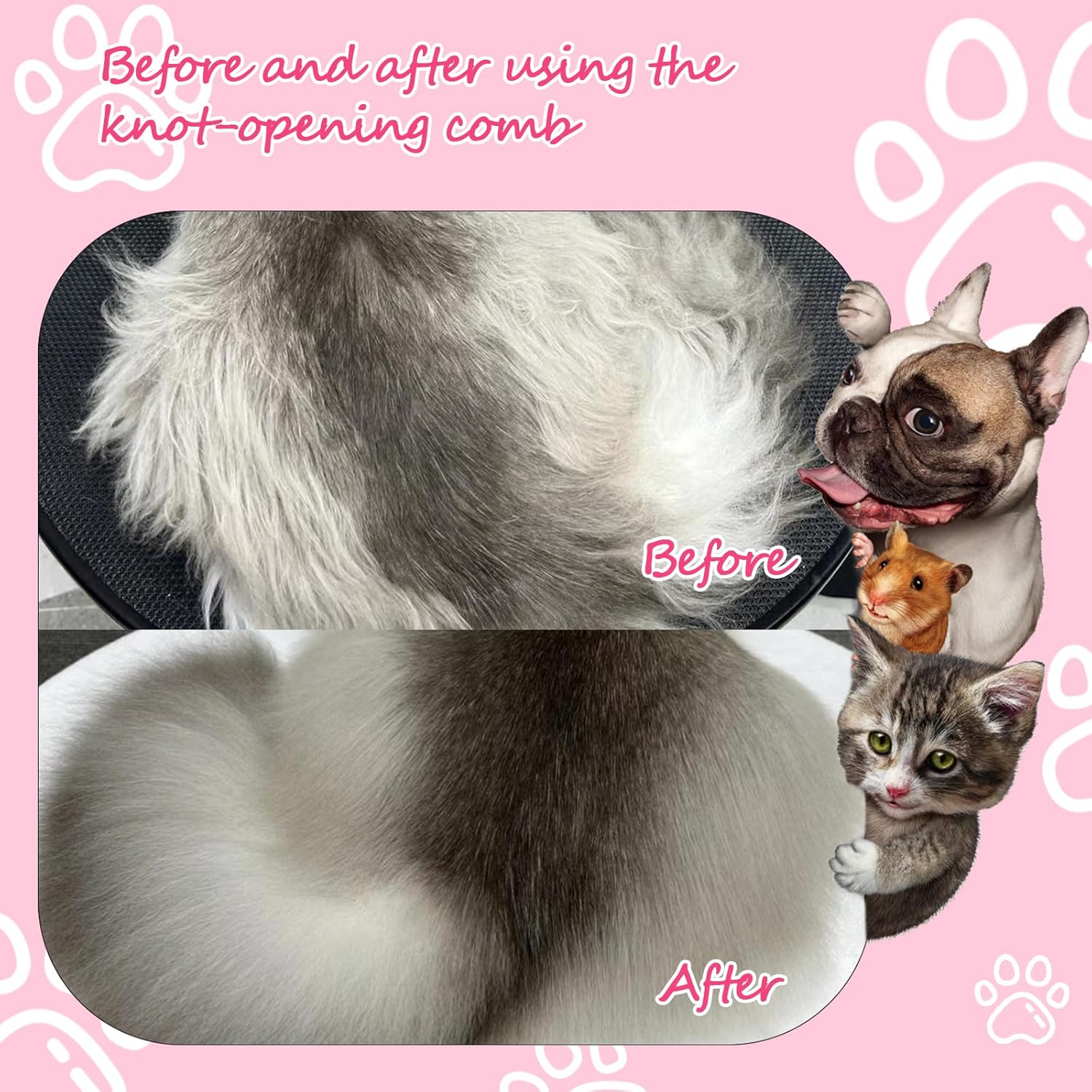 Undercoat Brush for Dogs, 17 Teeth 9 Teeth 2 in 1 Animals Dog Brush Cat Brush, Pet Detangling Comb, Dematting Comb for Dogs and Cats, Long Hair, Medium Hair, Curly Hair Undercoat Brush image number 1