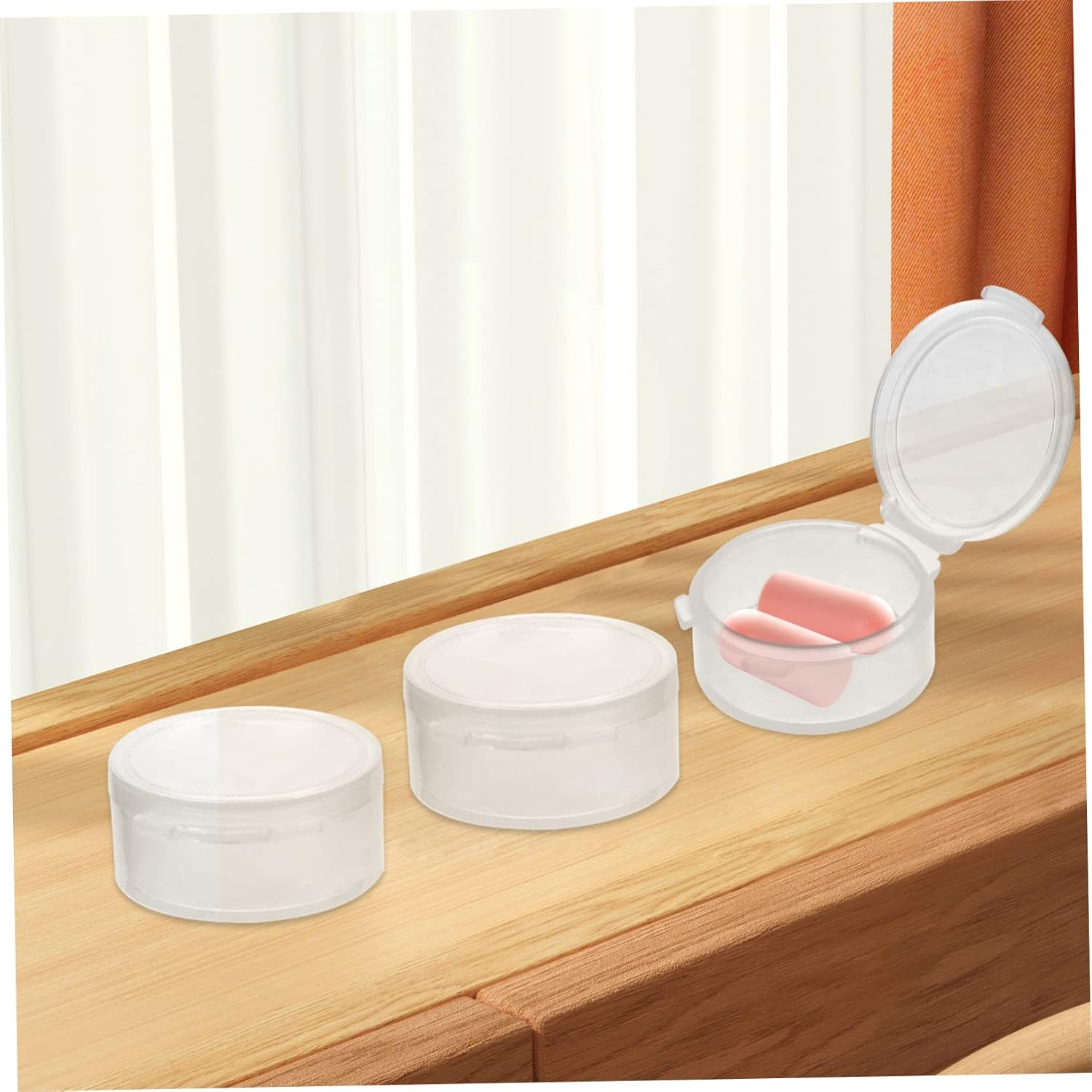 10Pcs Earplug Storage Box round Plastic Cover Storage Container for Small Container Use as Ear Plug Holder image number 3