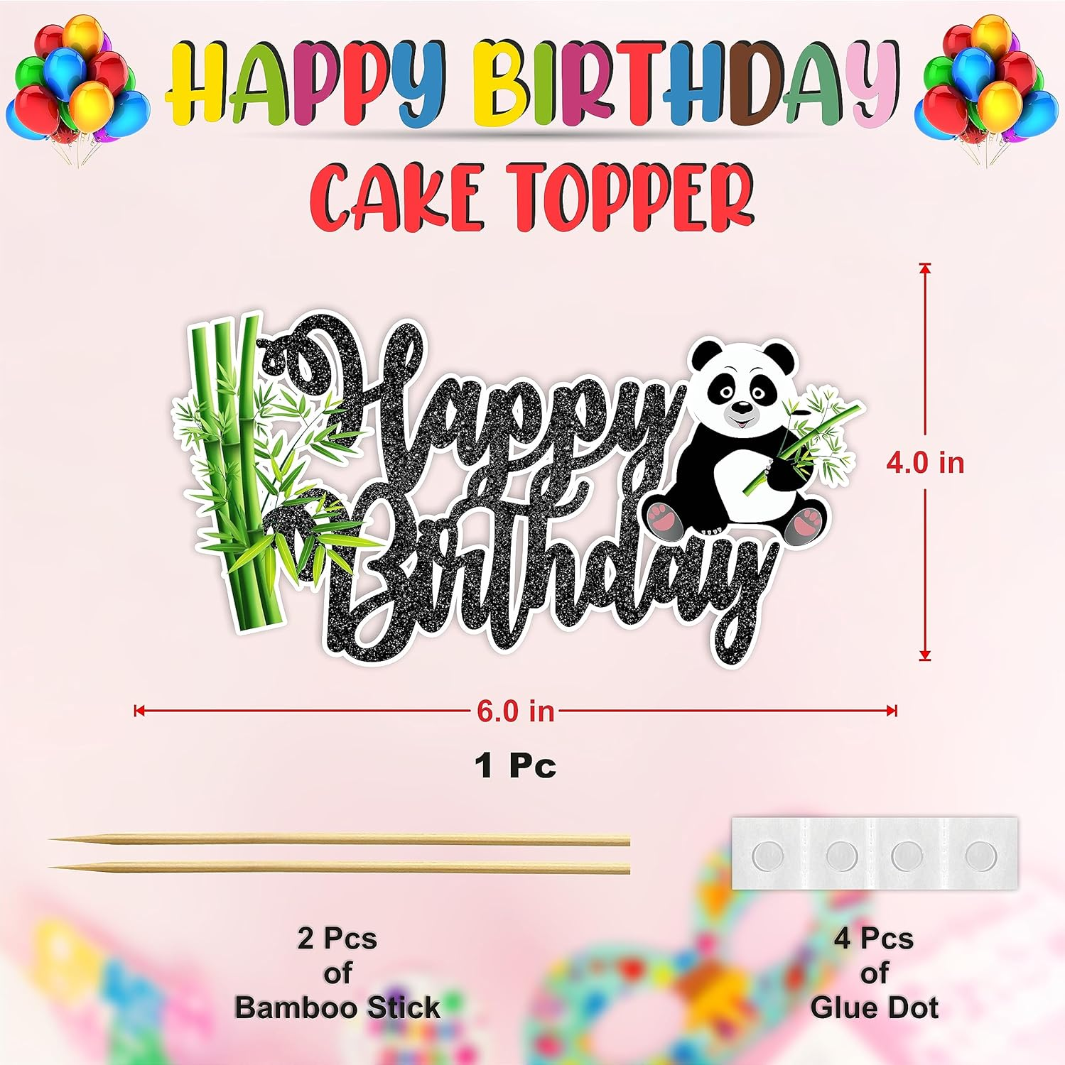 Panda Happy Birthday Cake Topper &ndash; Adorable and Fun Decoration for Animal-Themed Birthdays and Cute Party Celebrations image number 6