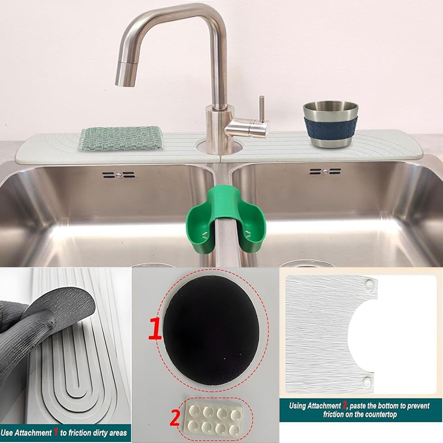 Lxcshljx 24 in Faucet Mat for Kitchen Sink, Faucet Splash Guard, Diatomite Fast Drying Stone Sink Tray, Absorbent Mat for Kitchen and Bathroom Counter, Faucet Splash Catcher, Prevents Moisture Buildup image number 2