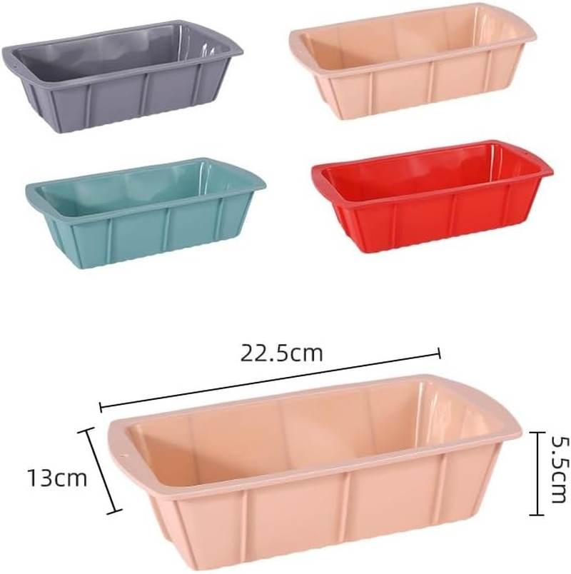 4Pcs Silicone Bread Loaf Pan for Baking Nonstick Small Toast Cake Bakeware 8.86 Inch Rectangle Mould DIY Handmade for Homemade Cakes, Breads, Meatloaf and Quiche image number 5