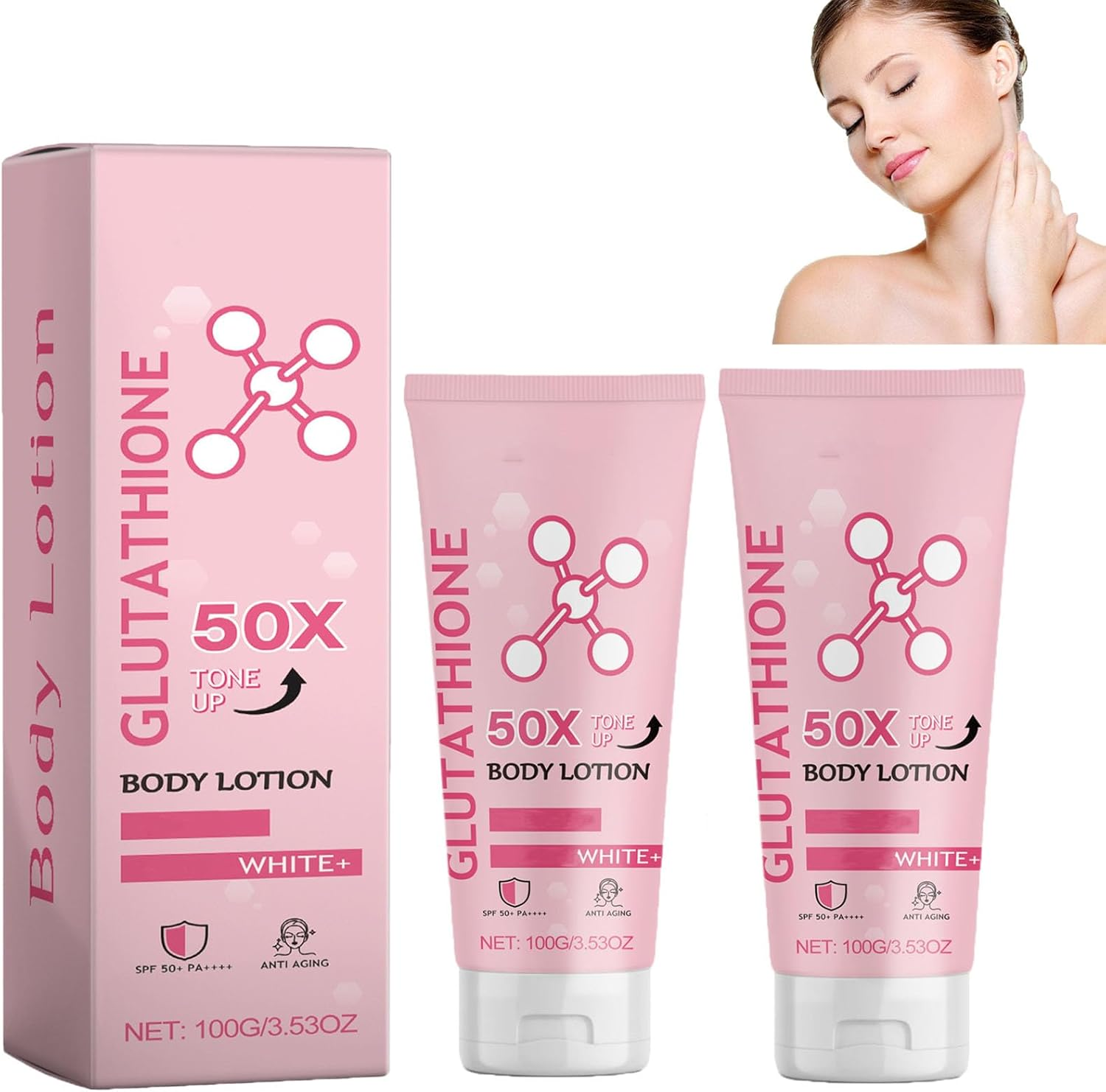 Glutathione 50X Tone up Body Lotion, Glutathione Body Lotion, Moisturizing and Soft Skin,Fair and White Body Lotion for Dry Skin, Firming & Revitalizing for All Skin Types, All over Body Lotion (3Pcs)