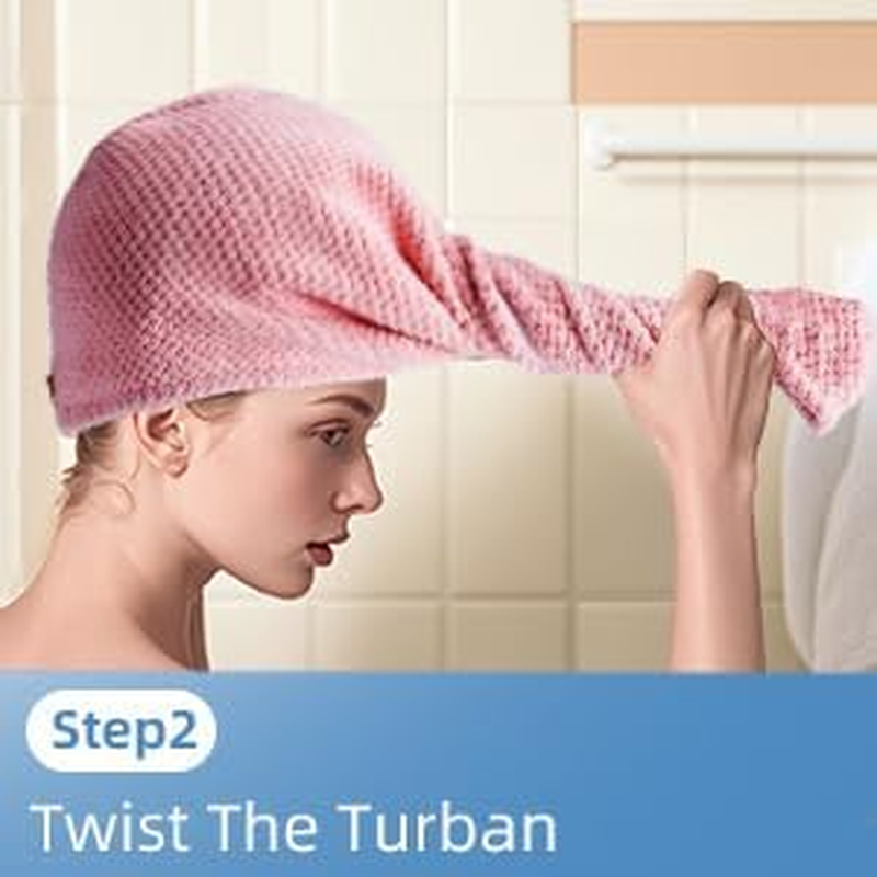 3 PCS Microfiber Hair Towel, Hair Wraps for Women Wet Hair, Fast Drying Hair Turban, anti Frizz Head Towels Wrap for Curly Hair (Multiple Colors, 25 * 65CM) image number 2
