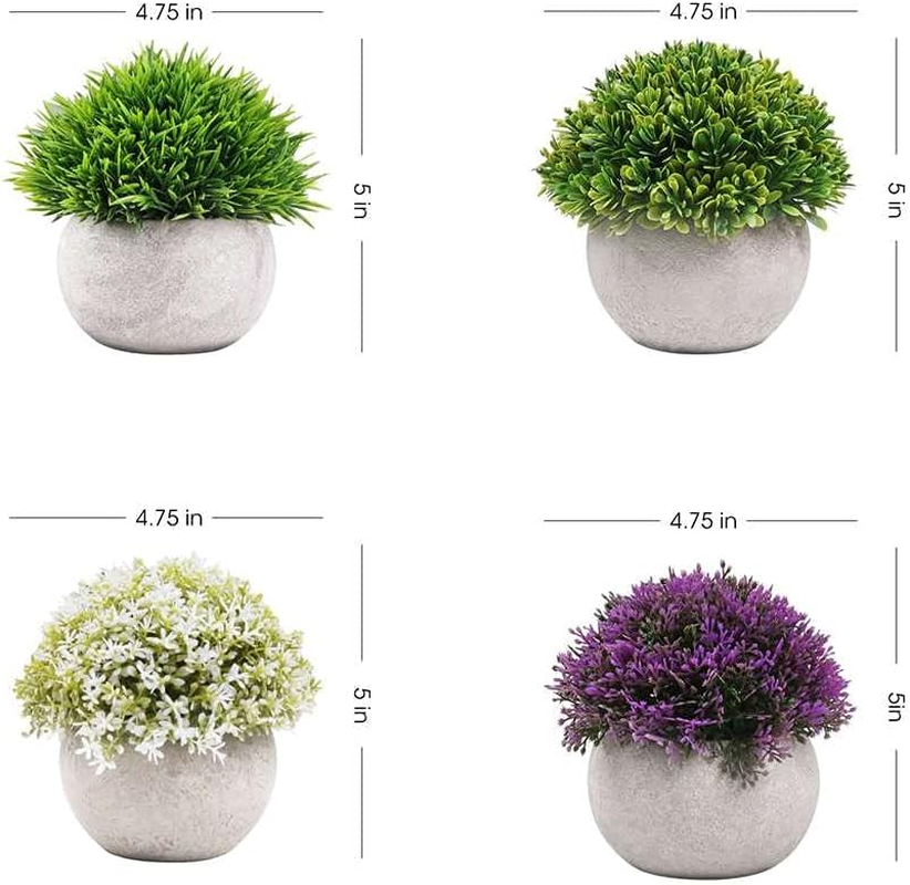 Artigreen 4Pots Artificial Plants Mini Fake Shrubs in Pots Small Faux Plants Decor Cute Artificial Greenery for Home Bedroom Indoor Office Desk Shelves Bathroom Farmhouse Coffee Table Decor image number 6