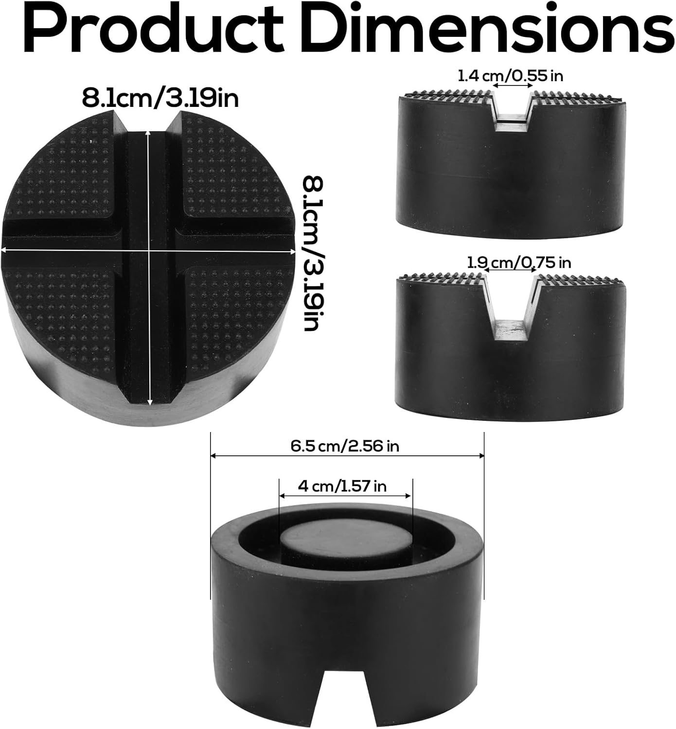 2Pcs Pinch Weld Jack Pad Adapter, Universal Rubber Thicker & Grippy Floor Jack Pads Slotted Frame Rail Protector for Car Truck image number 3