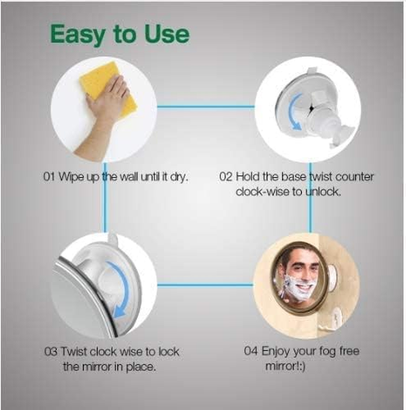 360 Degree Rotating round Fogless Shaving Mirror Bathroom Shower Mirror with Locking Suction Anti-Fog Decorative Mirror image number 4