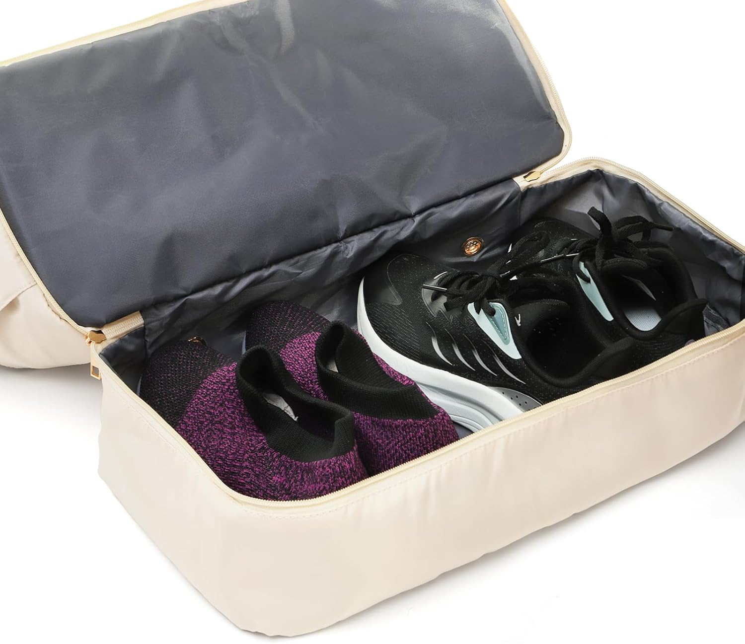 Noamus 2 Pcs Weekender for Women, Cute Travel Duffle with Shoe Compartment, Beige Overnight Gym Toiletry Bag for Luggage Carry On, Hospital Maternity, Labor Delivery, Airplanes, Beige image number 4