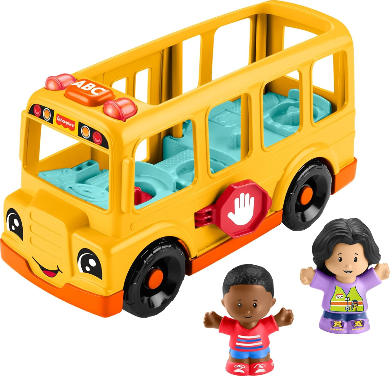 Fisher-Price Little People Toddler Toy School Bus Musical Push-Along Vehicle with 2 Figures for Pretend Play Ages 1+ Years image number 1
