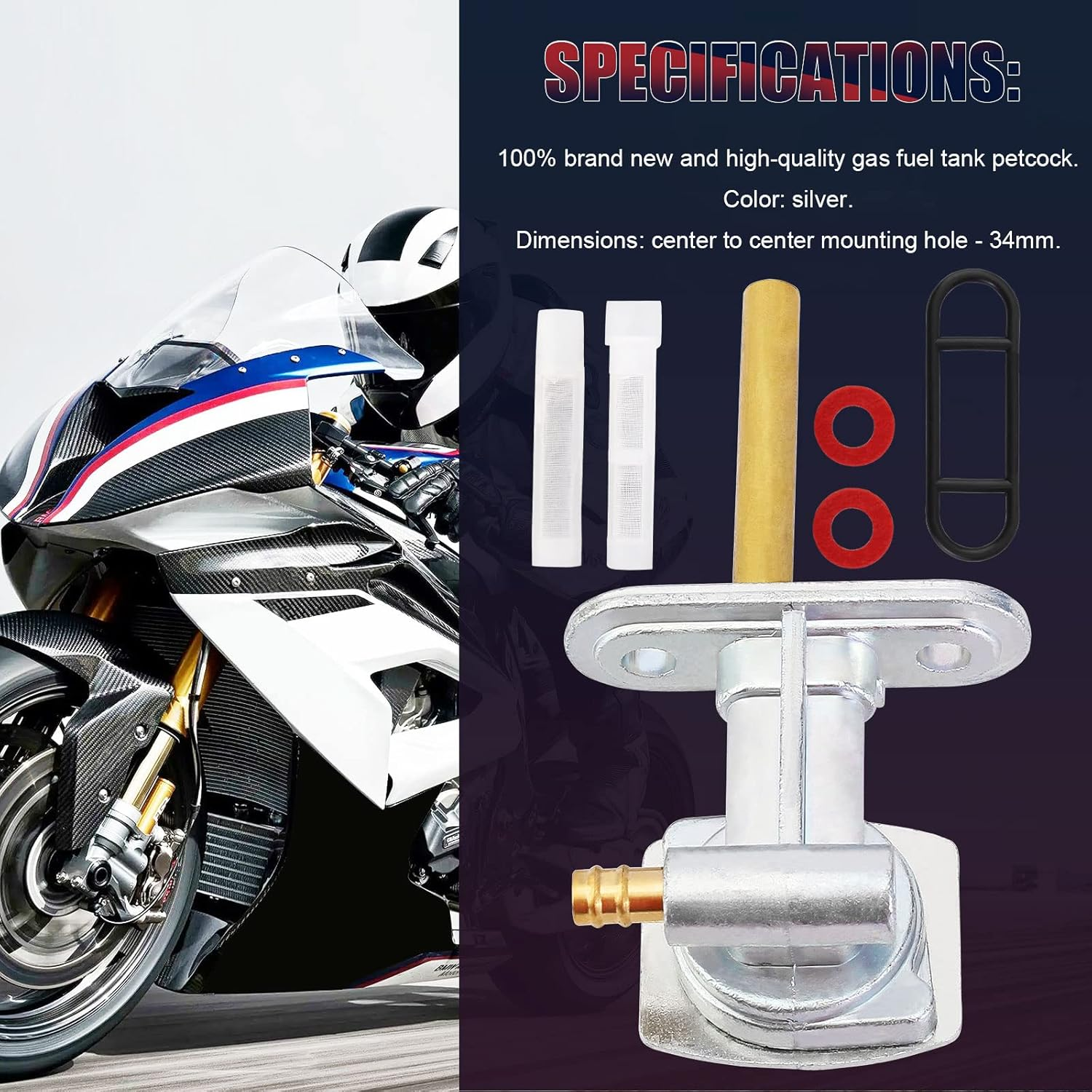 QAZAKY Fuel Gas Tank Petcock Valve Switch Compatible with Suzuki LT80 Quadsport 80 Quadrunner 160 Ozark 250 King Quad 300 LTZ250 LTZ400 LTF250 LTF250F LT160 LT160E LTF160 LTF300 LTF300F LTF4WDX Quad image number 4