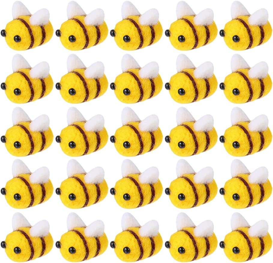 Toddmomy Felt Bee Accessories 25 Pcs Wool Felt Bees for DIY Crafts Clothes Hat Decorations Party Wall Decor Kids image number 3