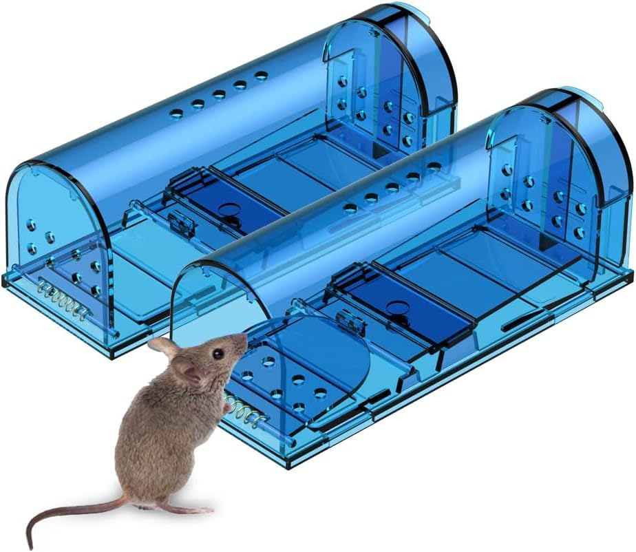 2-Pack Humane Mouse Traps | Catch and Release Mouse Traps That Work | Mice Trap No Kill for Mice/Rodent Pet Safe (Dog/Cat) Best Indoor/Outdoor Mousetrap Catcher Non Killer Small Mole Capture Cage image number 2