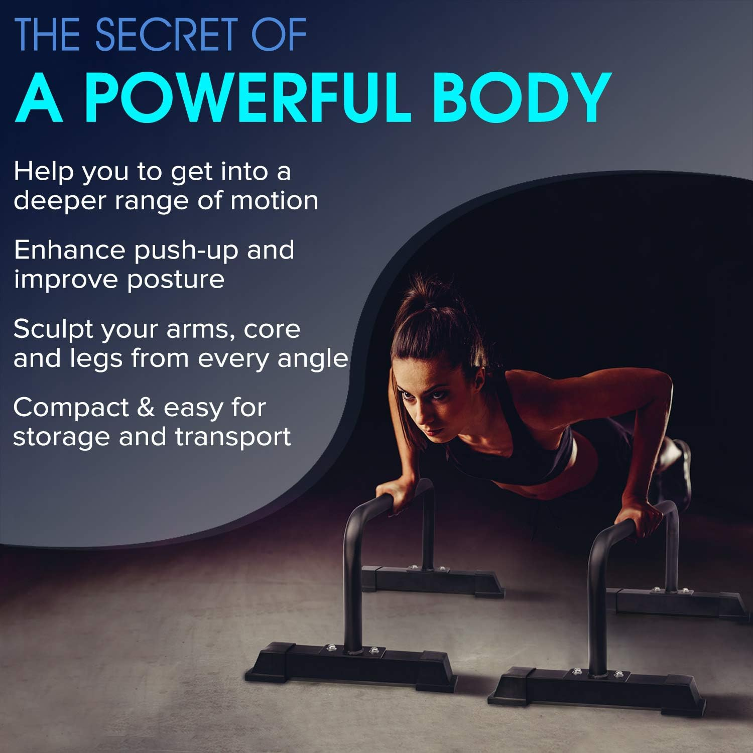 Yes4All Steel/Solid Wood Push up Stand Parallel Bars Parallettes Non-Slip Rubber Feet for Floor Use, Supports Calisthenics Exercises and Upper Body Strength Workouts Perfect for Men and Women image number 2