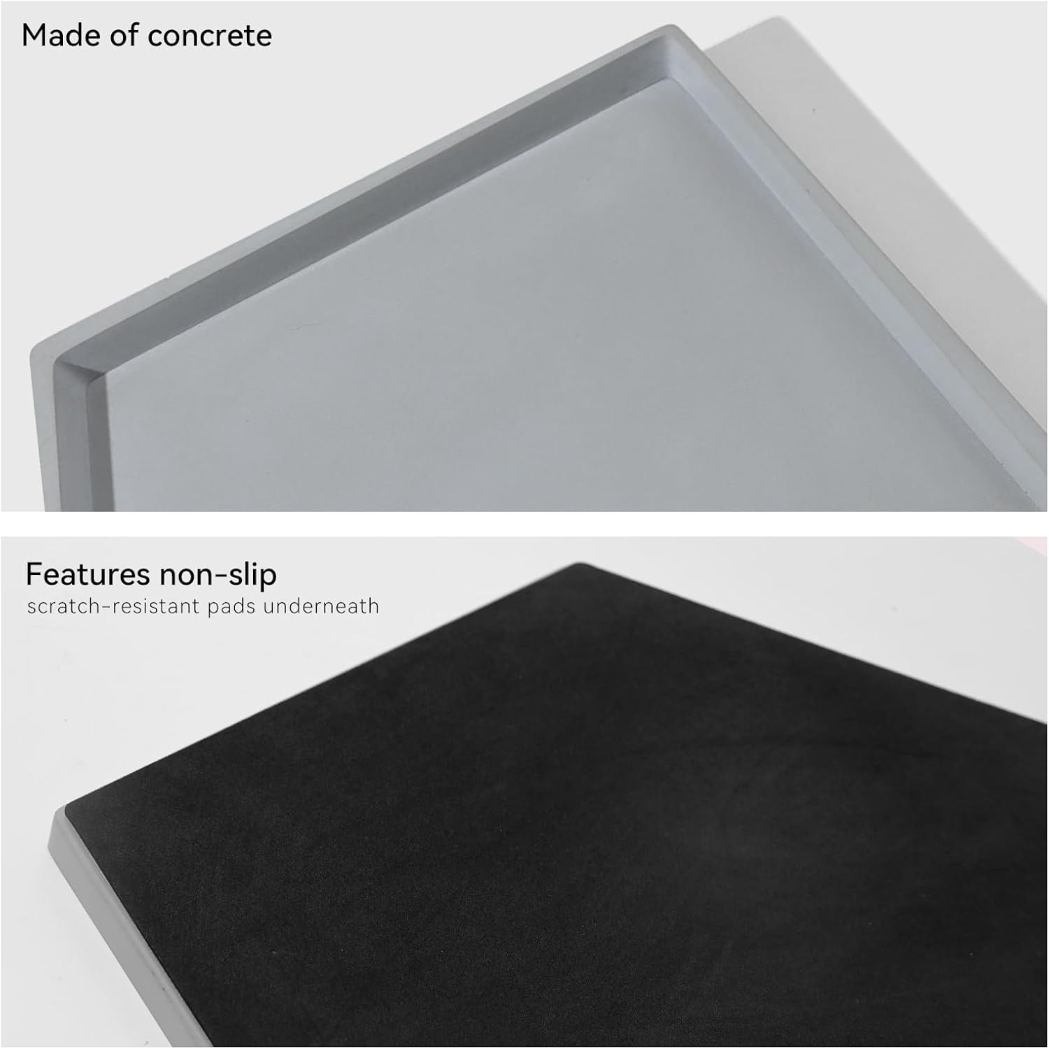 TAHITICA Concrete Serving Tray &ndash; Decorative Bathroom Tray, Modern Tray Decor and Coffee Table Decor Organizer for Watches, Perfume, Glasses, Jewelry & Keys, Stylish Entryway/Vanity Storage image number 1