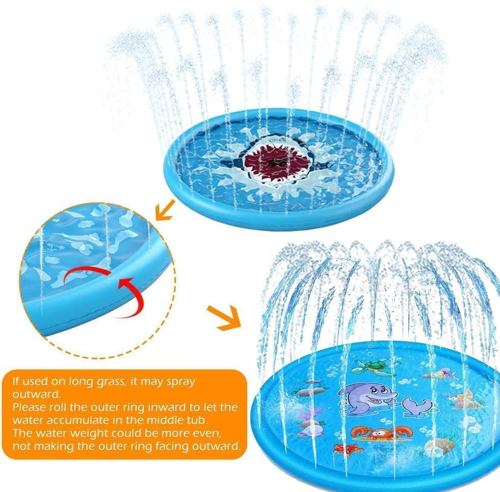 LALAASHHOP Splash Pad for Kids and Dogs, Non-Slip Sprinkler Pad Thicken Pool Summer Outdoor Water Toys, Backyard Fountain Play Mat for Baby Toddlers Boys Girls Pet(67Inch) image number 2