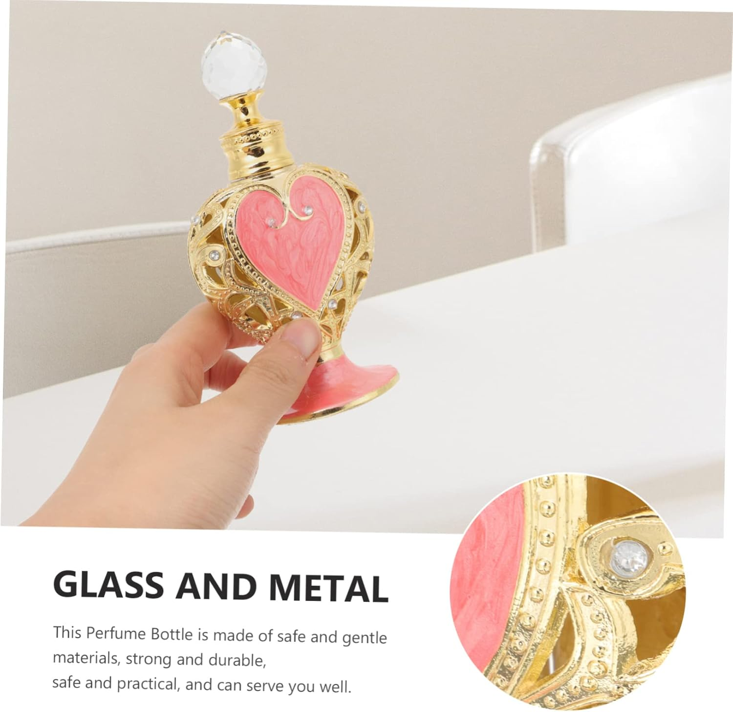 Alipis Empty Perfume Bottle Arabian Style Heart-Shaped Glass Aromatherapy Bottle with Romantic Essence for Home D&eacute;cor and Fragrance Storage image number 5