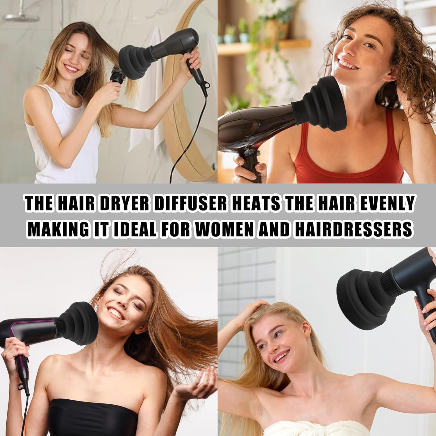 Diffuser Hair Universal, Diffuser Attachment Hair Dryer, Foldable, Portable, for Curly or Wavy Hair Styling (Black) image number 6