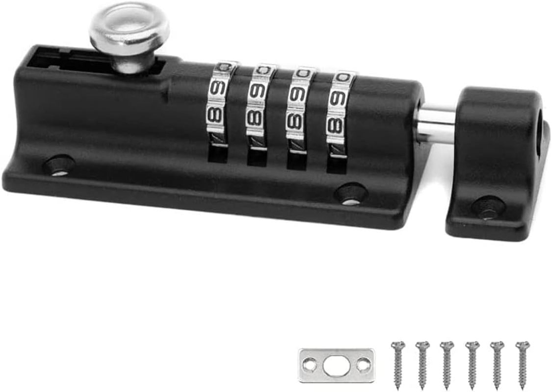 Slide Bolt Door Lock (COMBI4) - 4-Wheel Combination Bolt Door Lock - Weatherproof Die-Cast Housing - Tamper-Proof Sliding Lock - High Security Gate Lock for Home & Garages (Grey-1)