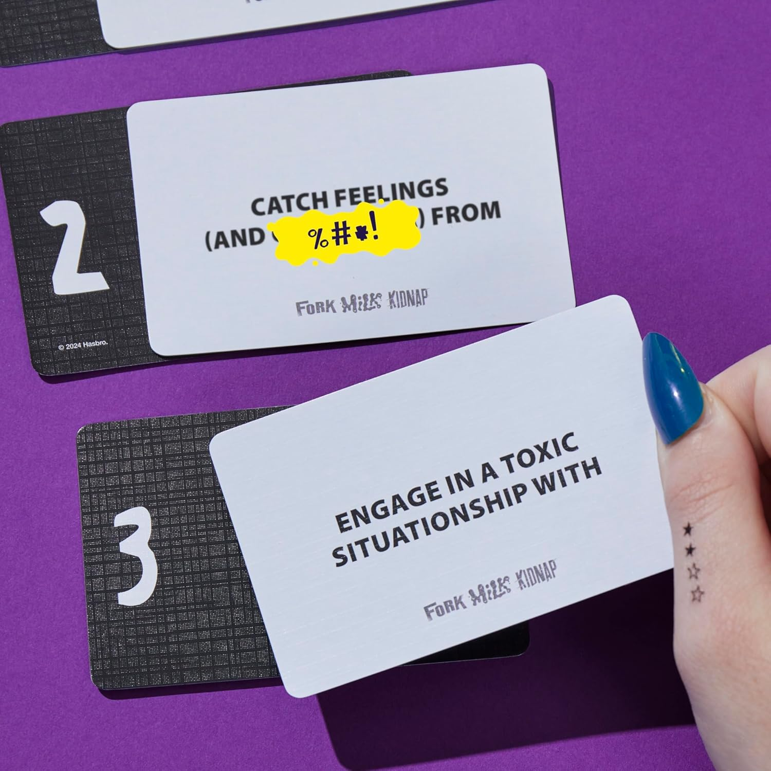 Hasbro Gaming Fork Milk Kidnap Game for Adults Only | an Adult Party Game of Questionable Choices | Ages 17+ | for 3 to 10 Players | Hilarious NSFW Card Games image number 1