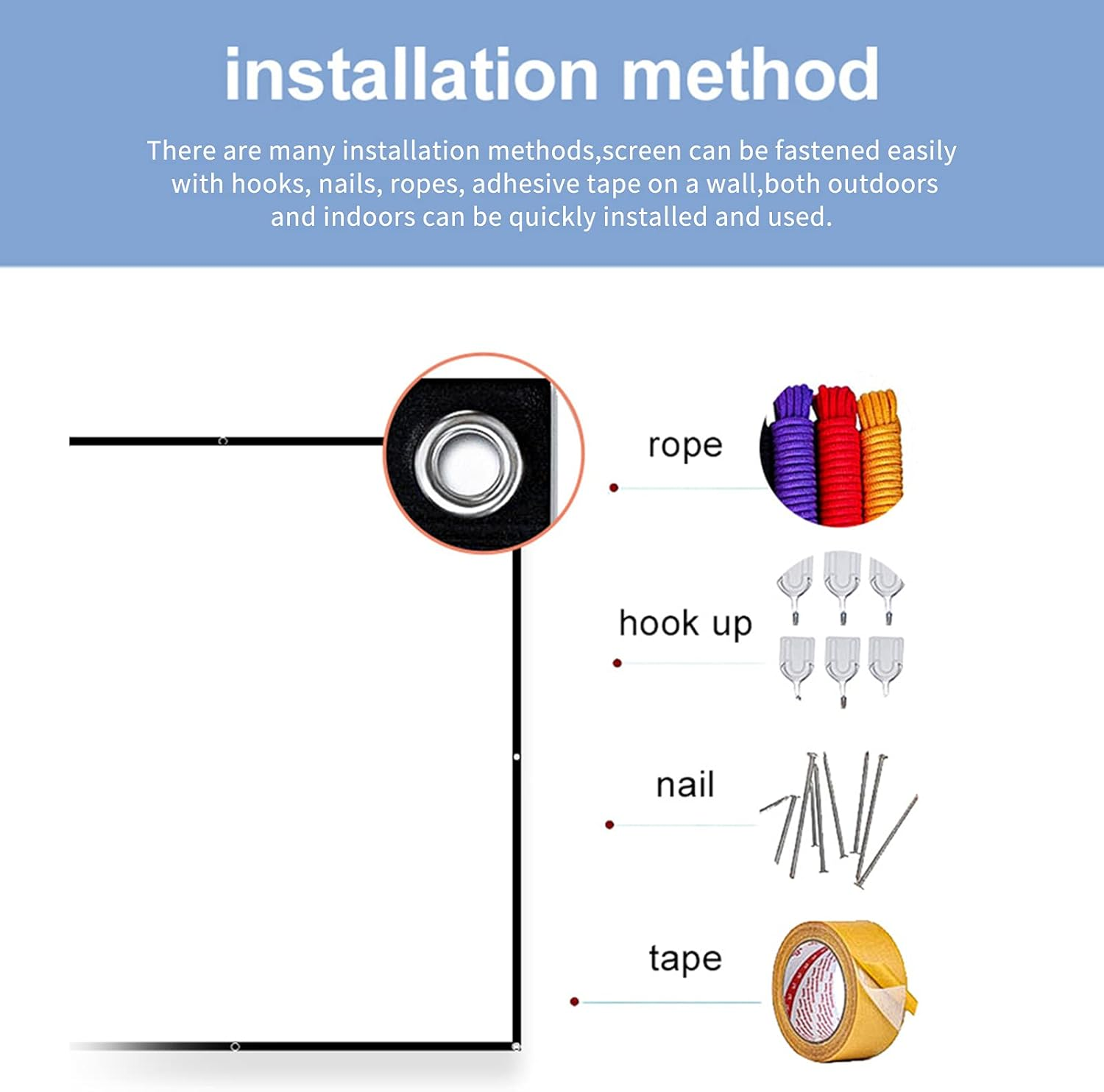 84 Inch Projector Screen 4 3 HD 4K Foldable Portable Sided -Crease Movie with Hooks for Indoor Home Theater Office Meeting image number 1