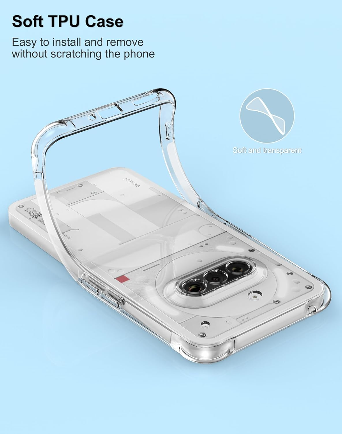 Foluu Crystal Clear Case for Nothing Phone (3A) - Slim Fit Scratch Resistant TPU Silicone Reinforced Corners Protective Cover for Nothing Phone (3A) 2025 image number 1