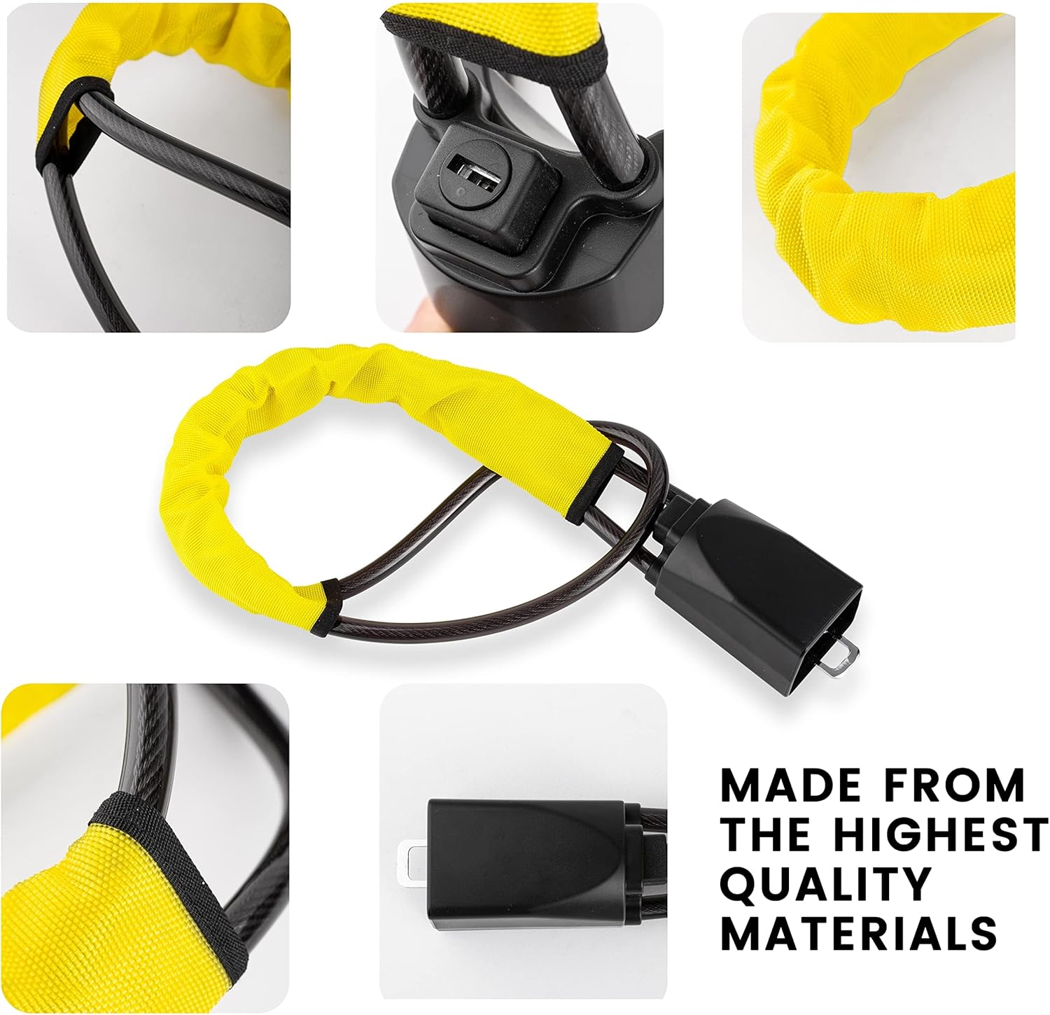 KAYCENTOP Car Steering Wheel Lock, Seat Belt Lock, Anti-Theft Device, Max 17 Inch Length, Small and Light-Weight, Multi-Functional, Fit Most Vehicle, SUV, Golf Cart Security (Bule) (Yellow) image number 3